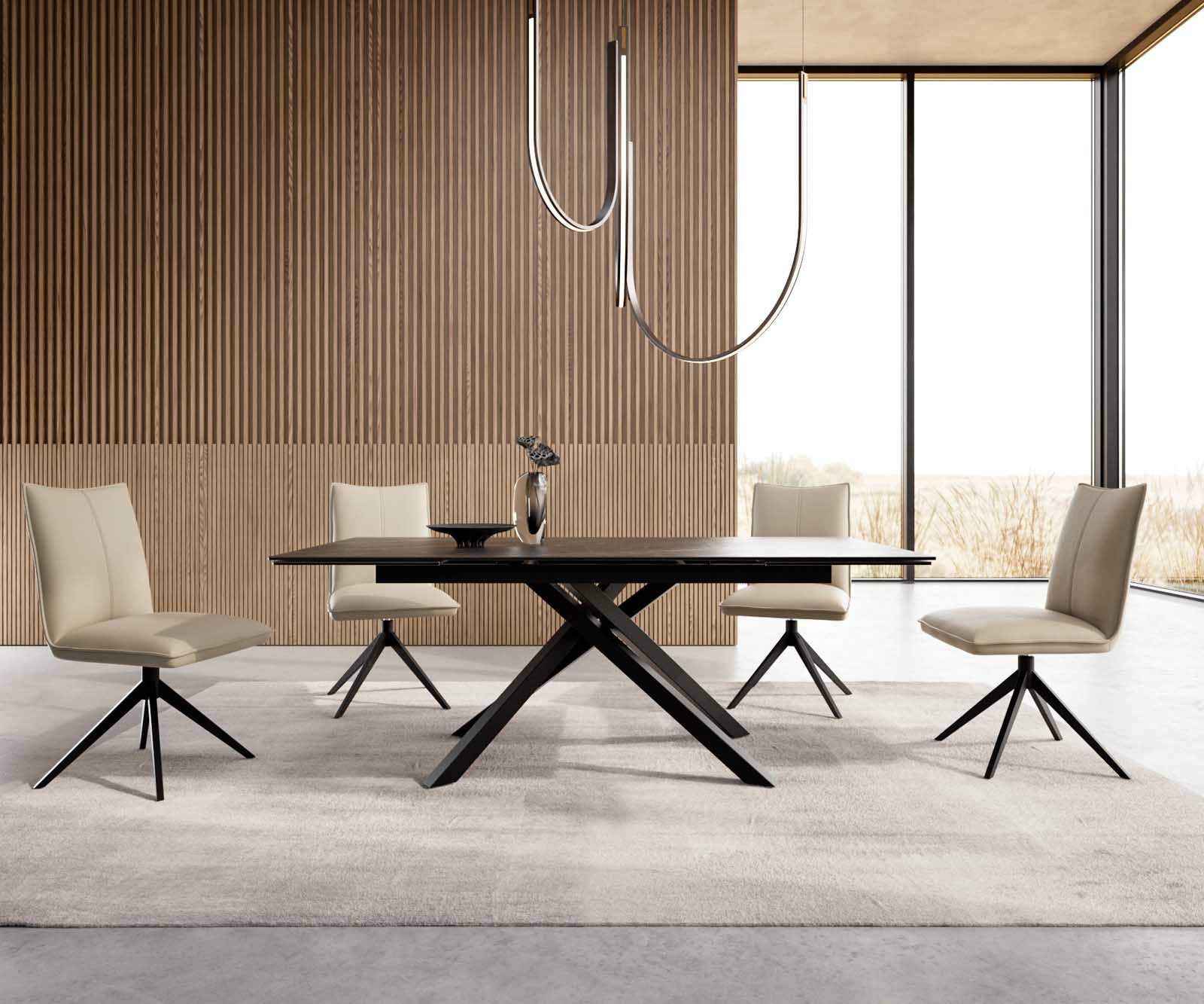 Esstisch Edge 200-300x100 Keramik Laminam®Noir Desir Braun Kreuzgestell Rechteck Schwarz ausziehbar 4 Esstisch Edge 200-300x100 Keramik Laminam®Noir Desir Braun Kreuzgestell Rechteck Schwarz ausziehbar 4