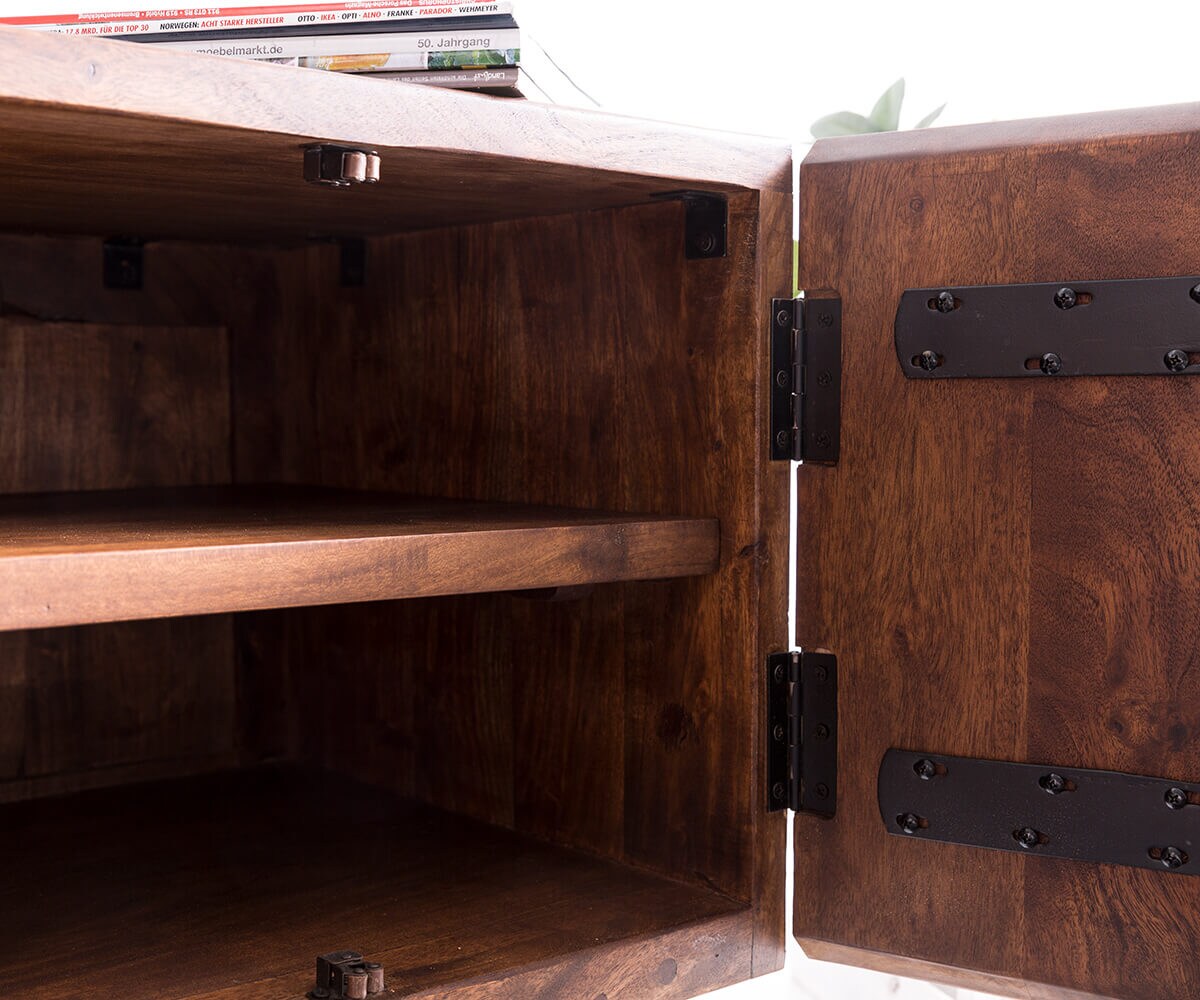 Meuble-TV Live-Edge 200 cm acacia marron 4 portes 2 compartiments 5