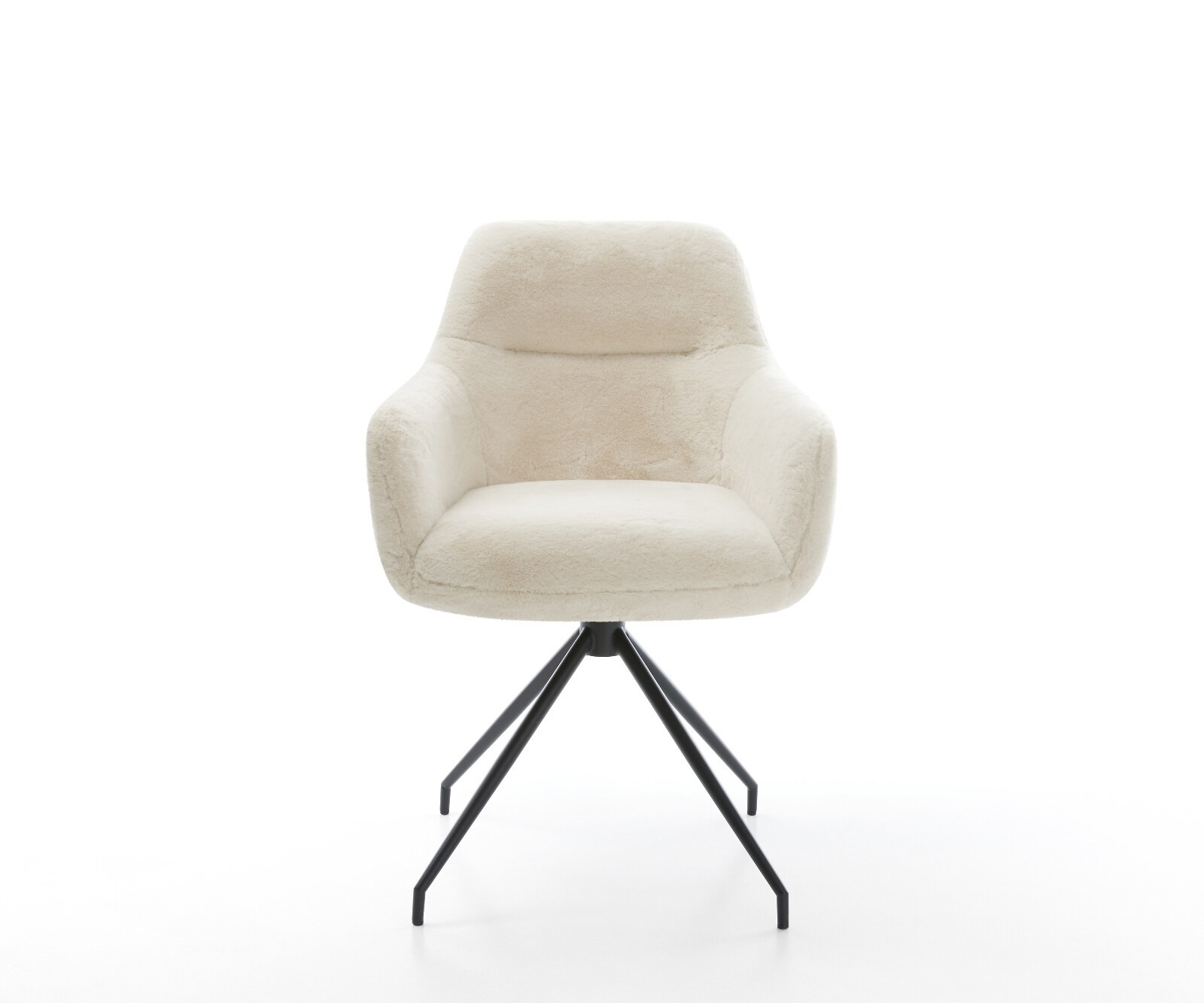 Chaise-de-salle-à-manger Pejo-Flex peluche crème-blanc pied croisé conique noir resorts ensachés 2