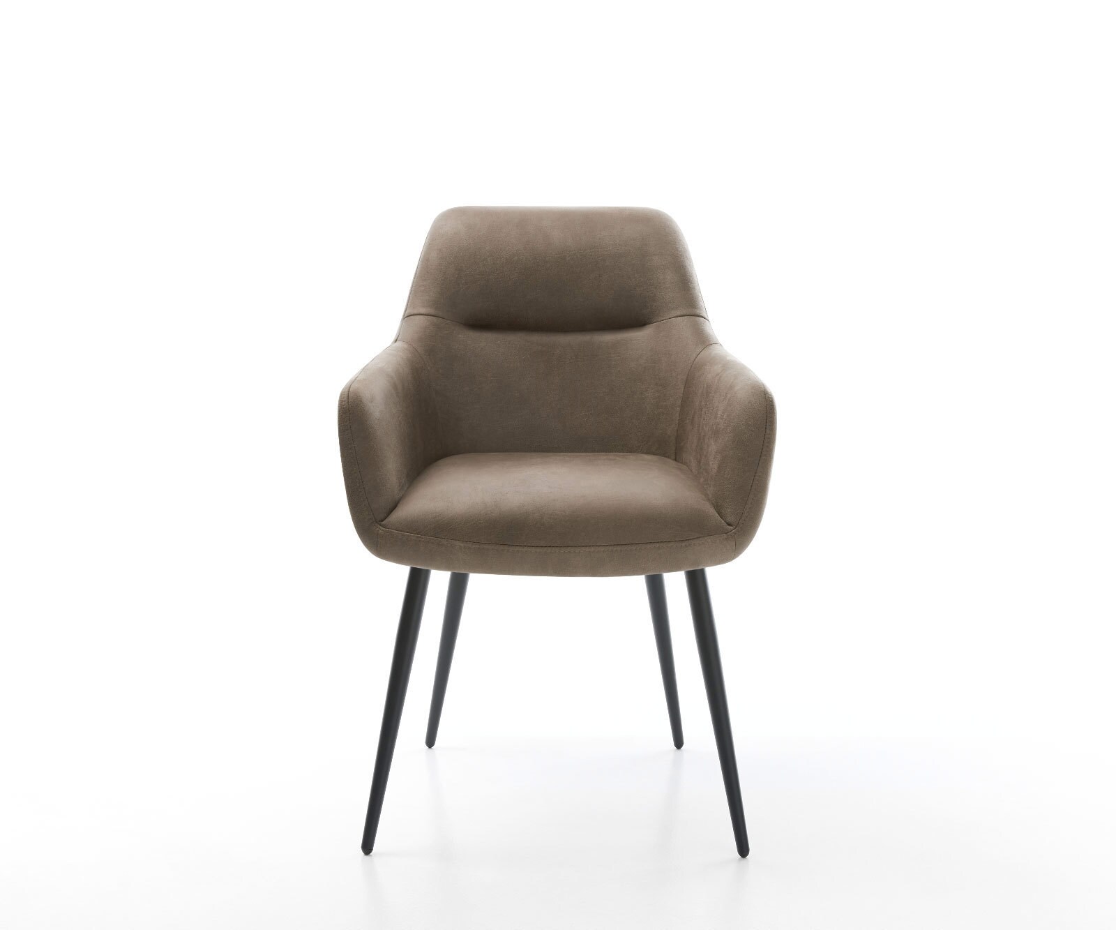 Chaise-de-salle-à-manger Pejo-Flex microvelours taupe vintage 4 pieds coniques noir ressorts ensachés 1