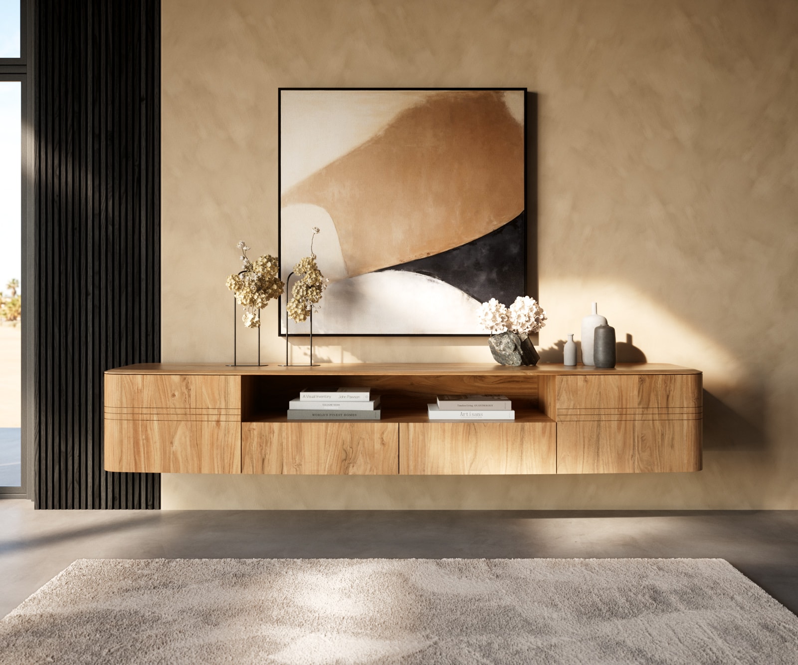 Lowboard Nagaru 240 cm Akazie Aura 2 Türen 2 Schubladen 1 Fach schwebend 1 Lowboard Nagaru 240 cm Akazie Aura 2 Türen 2 Schubladen 1 Fach schwebend 1