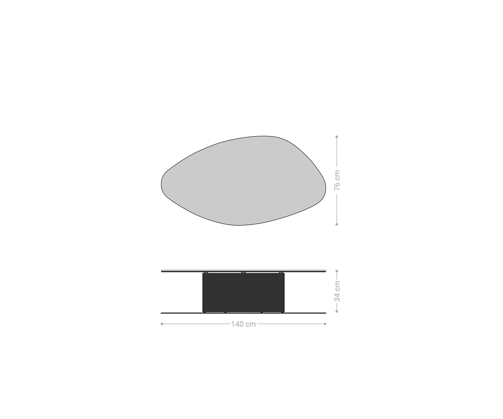 Table basse Edge organique 140x76 cm céramique Onyx Champagne Casilda finition effet titane 6