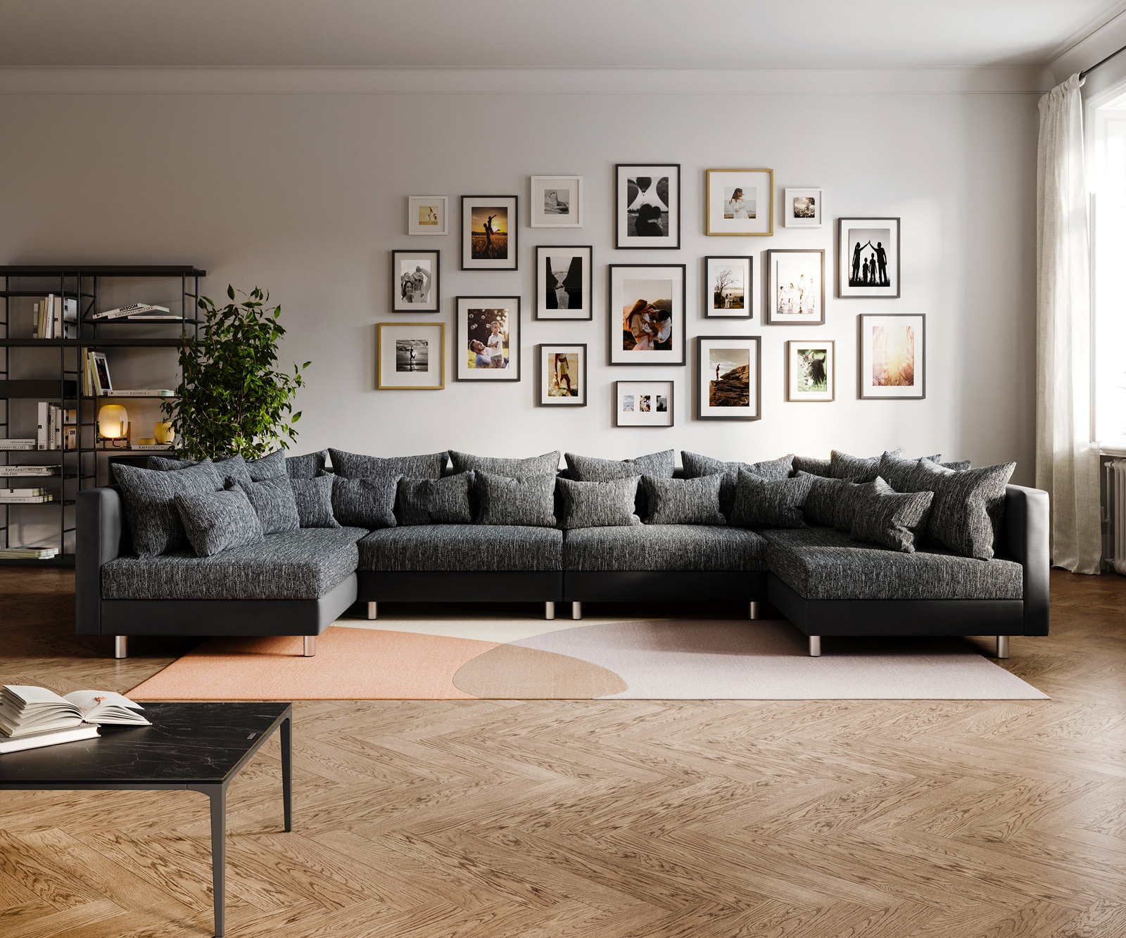 Wohnlandschaft Clovis XL Schwarz Modulsofa erweiterbar 3 Wohnlandschaft Clovis XL Schwarz Modulsofa erweiterbar 3