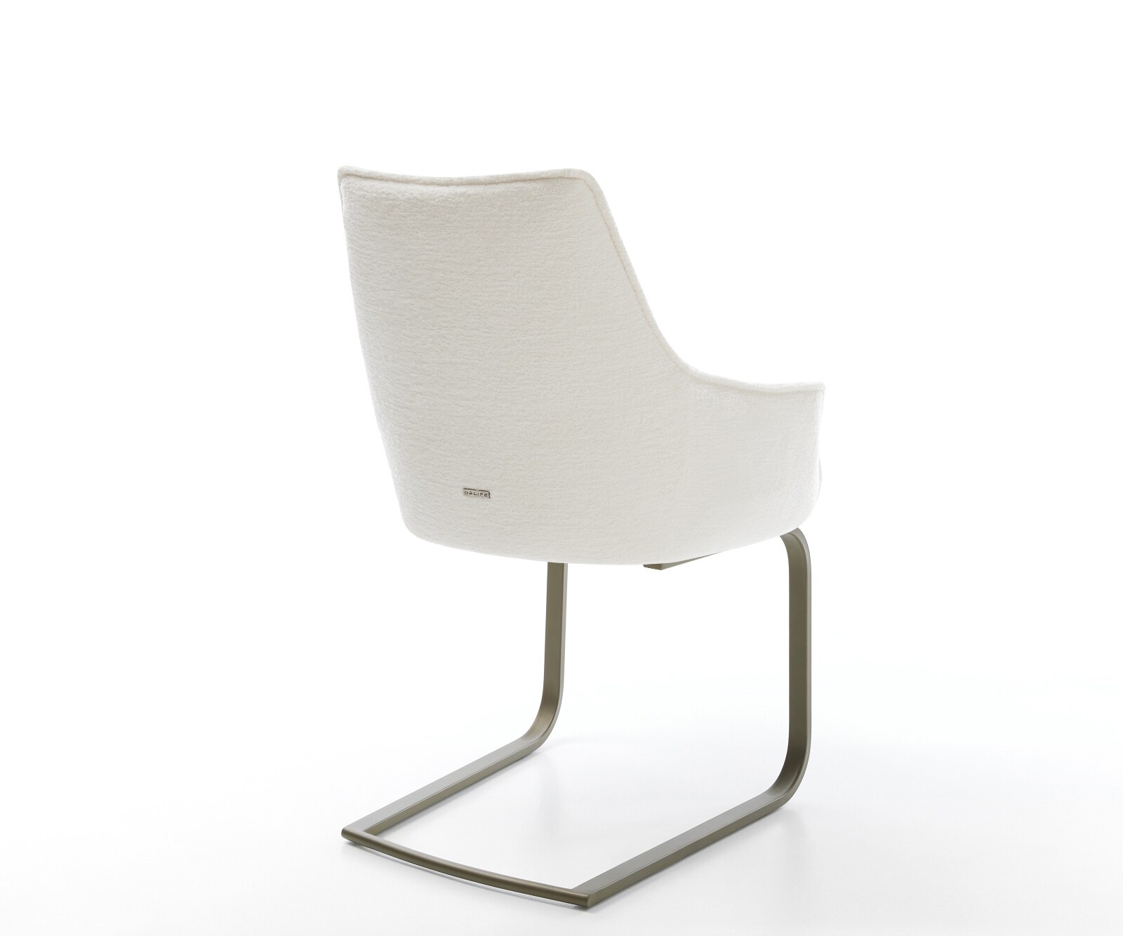 Freischwinger Alja-Flex mit Armlehnen Bouclé Soft Beige Freischwinger flach Effektfinish Titan Taschenfederkern 4