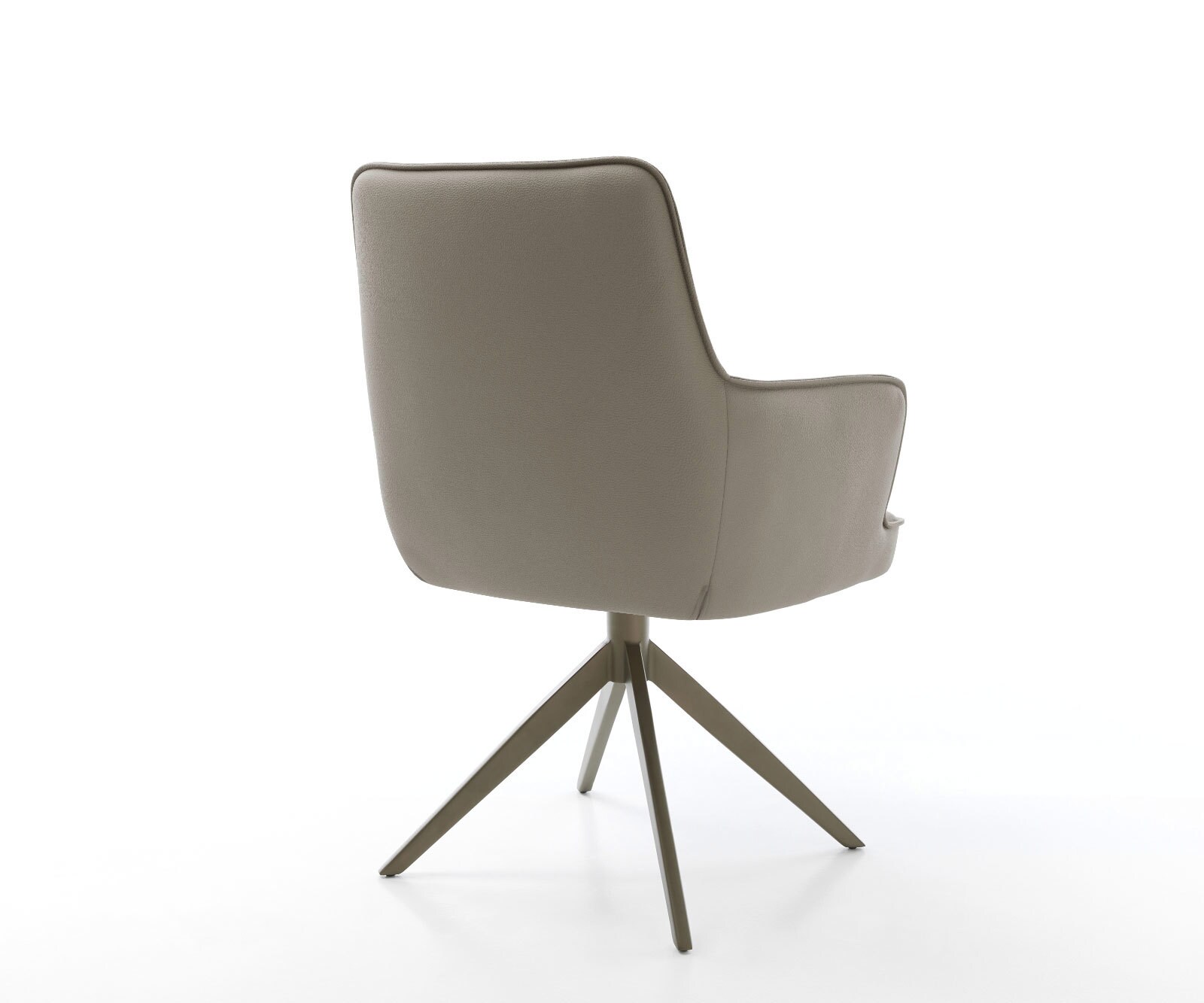 Drehstuhl Heira-Flex mit Armlehnen Echt-Leder Schlamm Kreuzgestell breit Effektfinish Titan 360° drehbar Wippfunktion Taschenfederkern 4