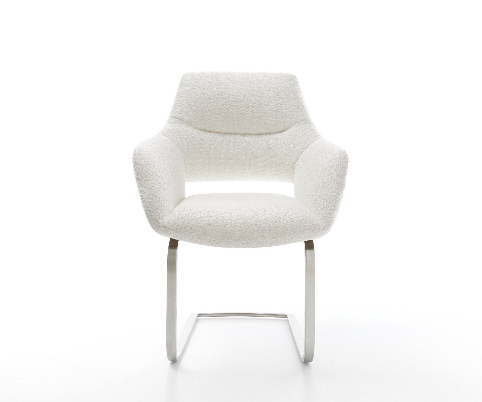 Cantilever Yago-Flex avec accoudoirs bouclé crème-blanc pied cantilever plat acier inoxydable ressorts ensachés 5