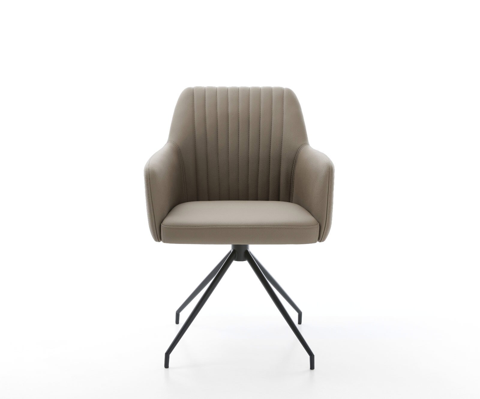 Chaise-de-salle-à-manger Greg-Flex cuir de vache couleur boue pied croisé conique noir ressorts ensachés 1