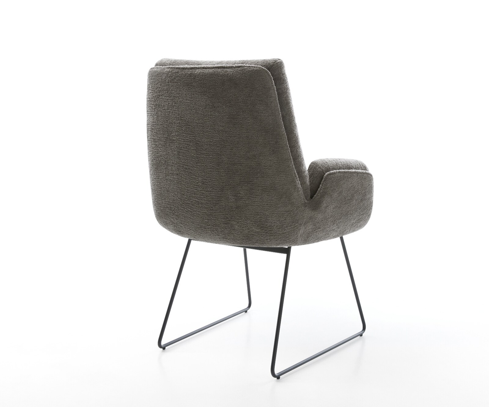 Chaise-de-salle-à-manger Clea-Flex bouclé doux couleur boue pied trapèze noir 4