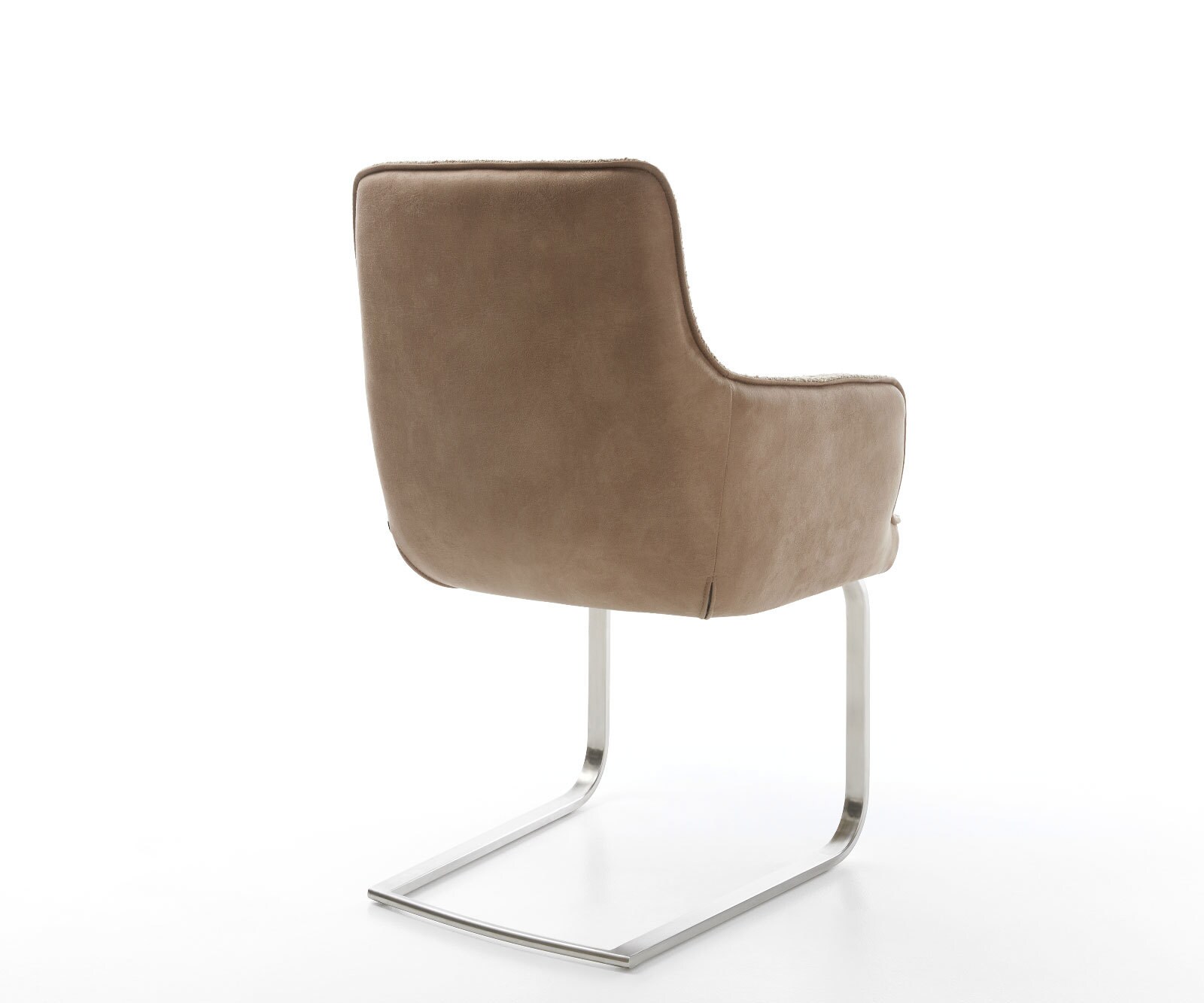 Cantilever Heira-Flex avec accoudoirs tissu mixte couleur boue pied cantilever plat acier inoxydable brossé ressorts ensachés 5