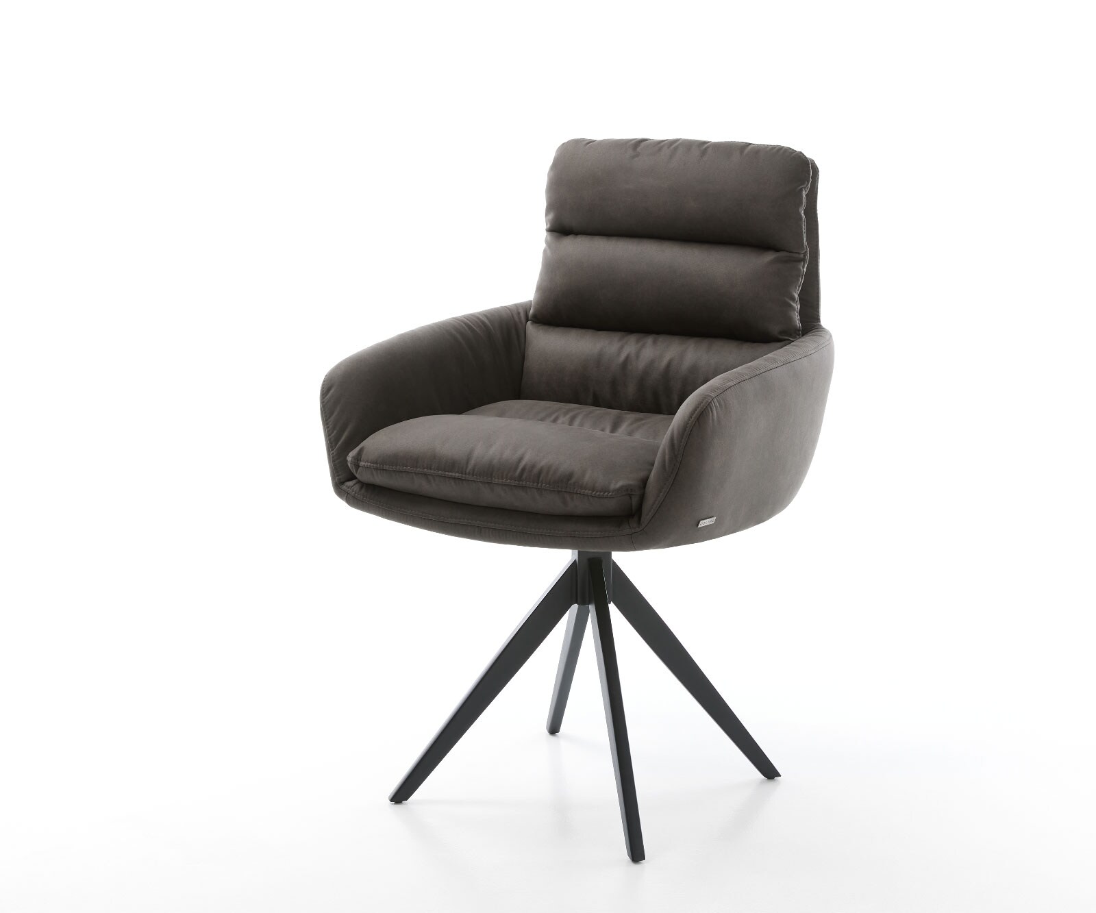 Drehstuhl Abelia-Flex mit Armlehnen Anthrazit Vintage Kreuzgestell kantig Schwarz 180° drehbar