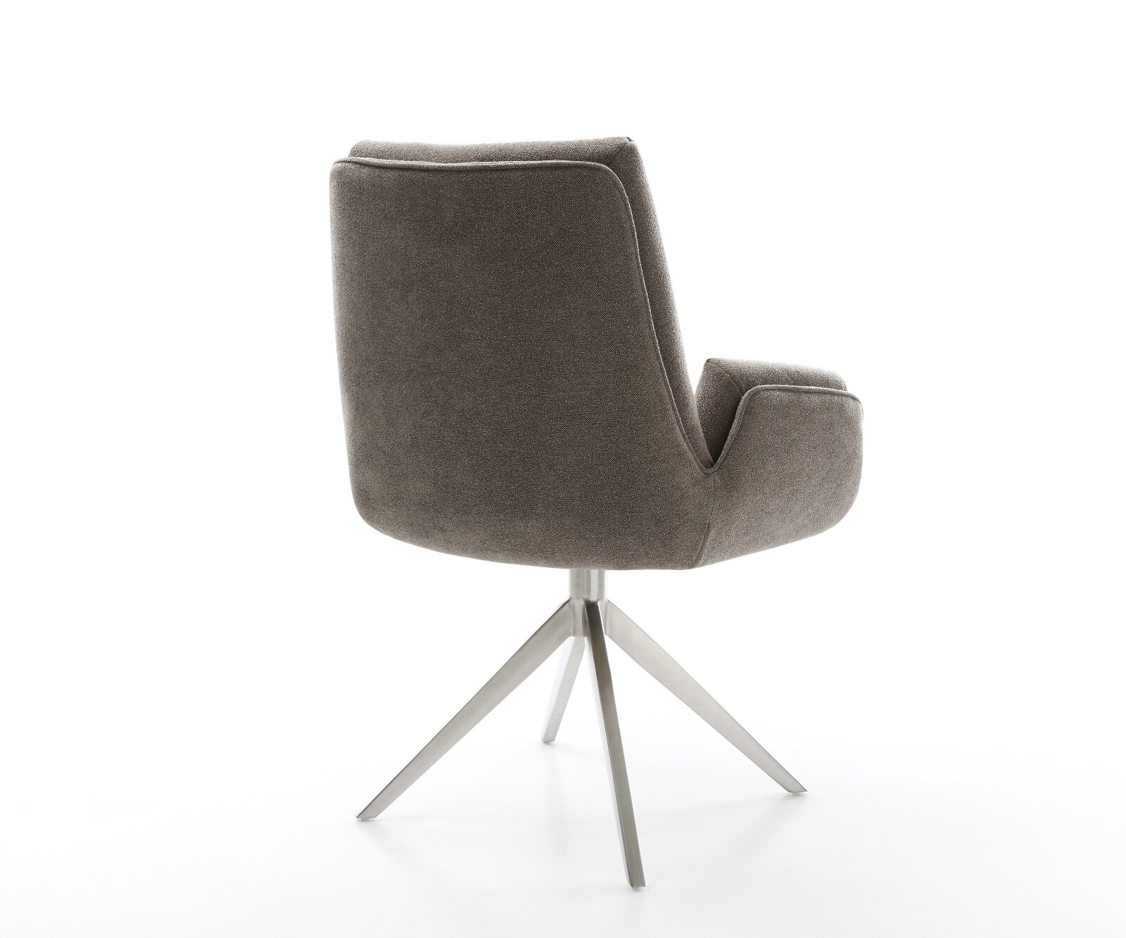 Drehstuhl Clea-Flex Strukturstoff Soft Taupe Kreuzgestell breit Edelstahl 360° drehbar Wippfunktion 4