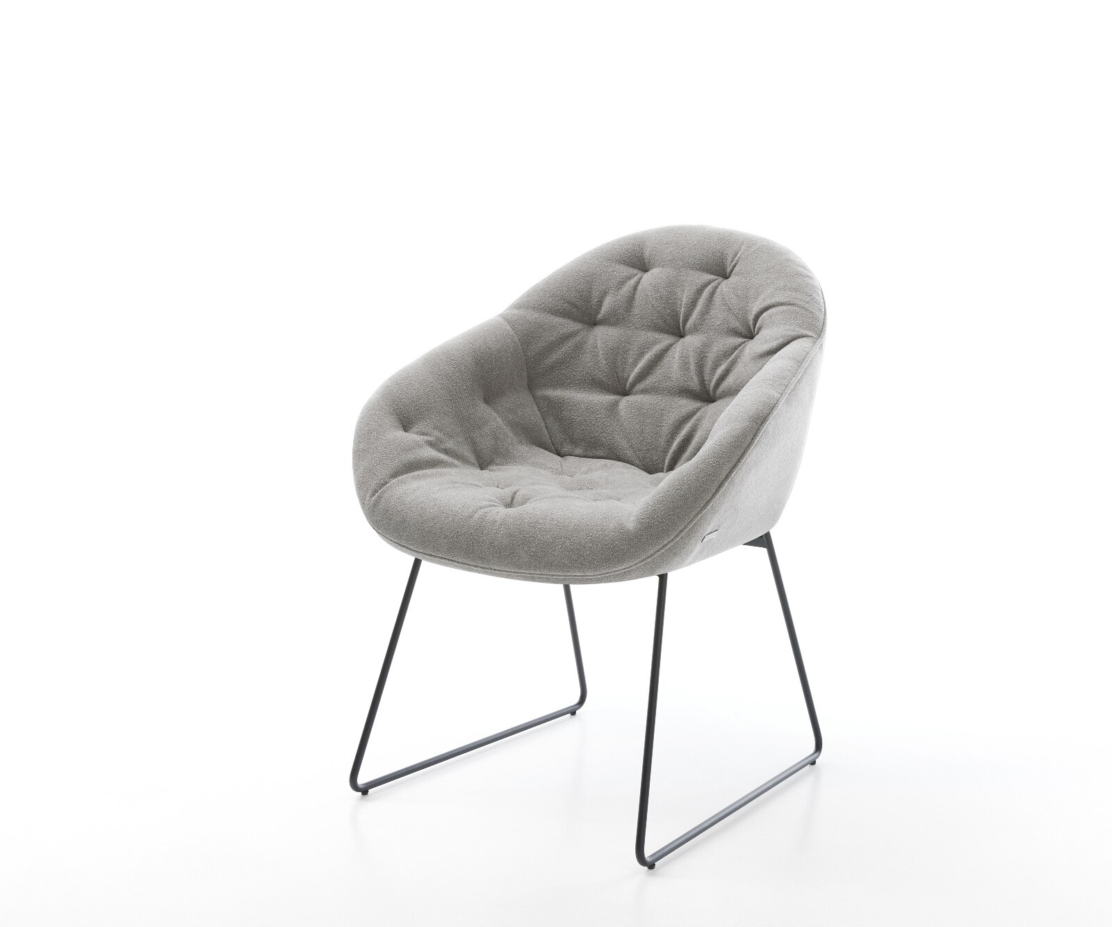 Chaise-de-salle-à-manger Gaio-Flex tissu structuré doux gris pied trapèze noir 1