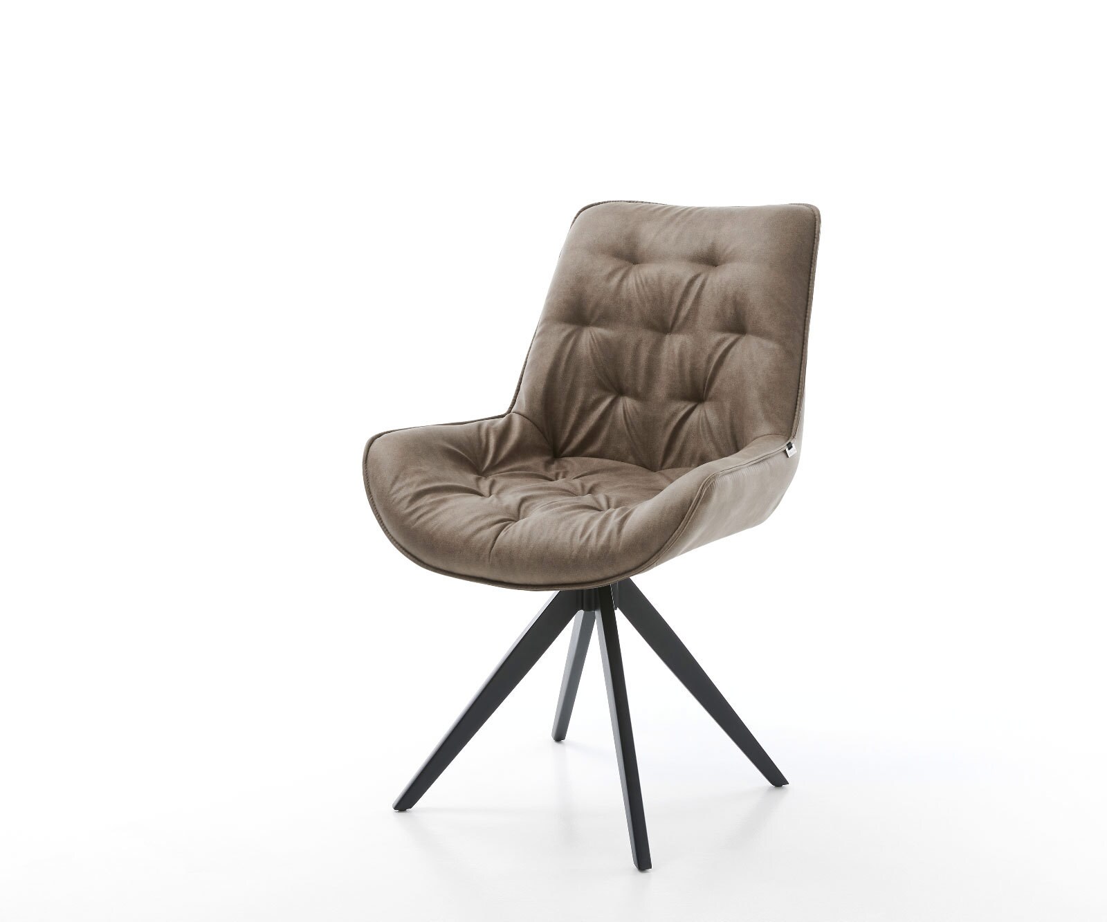 Chaise-pivotante Taimi-Flex taupe vintage cadre croisé angulaire noir pivote sur 180°