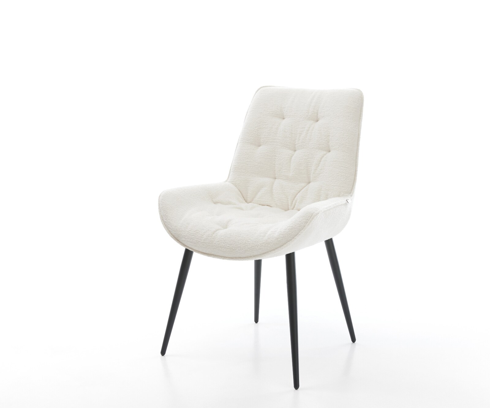 Esszimmerstuhl Taimi-Flex Bouclé Soft Beige 4-Fuß konisch Schwarz 1