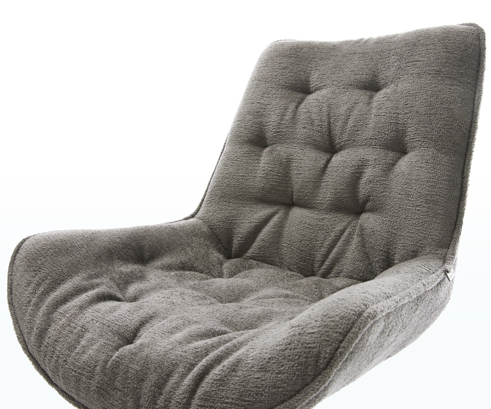 Chaise-pivotante Taimi-Flex bouclé doux couleur boue pied en bois angulaire naturel pivotement sur 180° 4