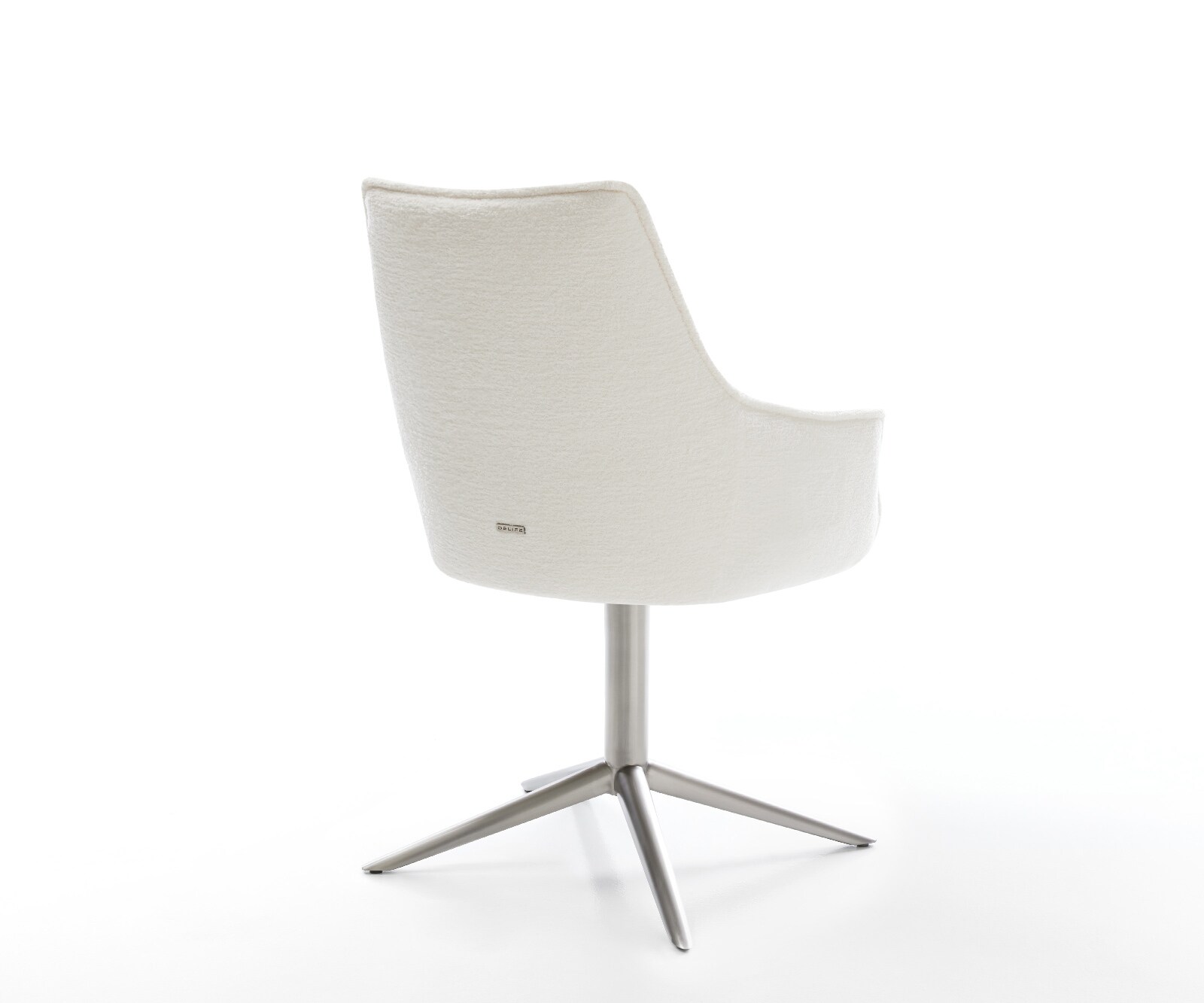 Drehstuhl Alja-Flex mit Armlehnen Bouclé Soft Beige Fußkreuz Edelstahl 360° drehbar Wippfunktion Taschenfederkern 5