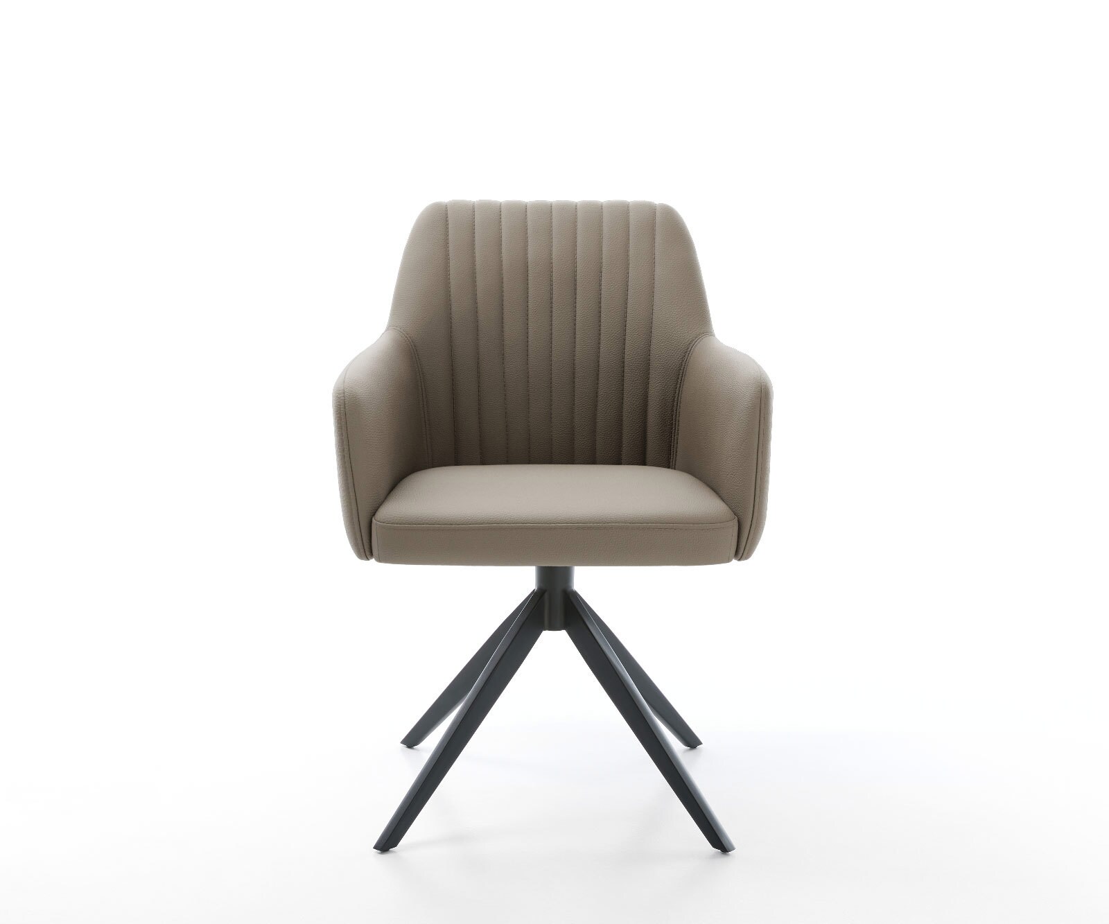 Chaise-de-salle-à-manger Greg-Flex cuir de vache couleur boue pied croisé large noir ressorts ensachés 1