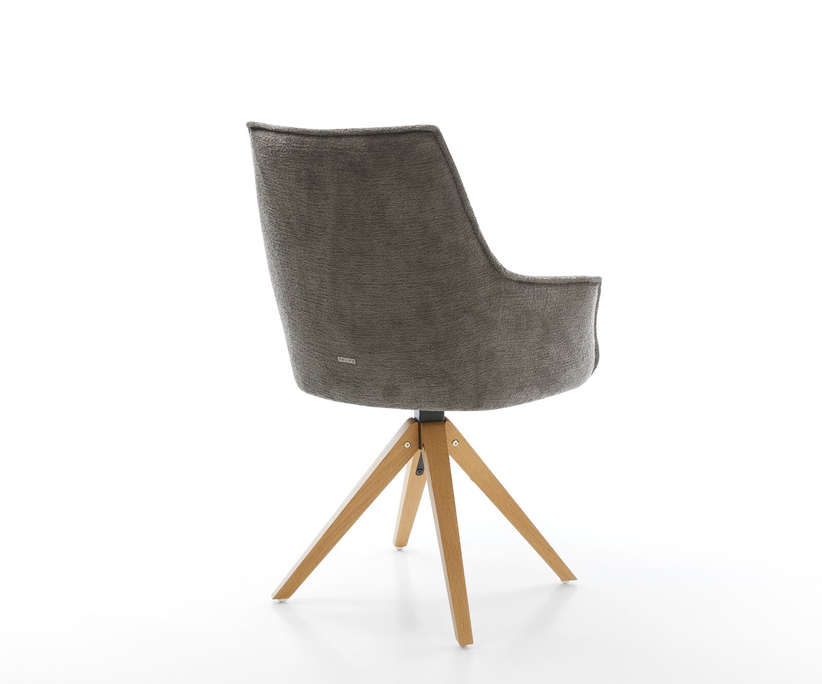 Drehstuhl Alja-Flex mit Armlehnen Bouclé Soft Schlamm Holzgestell kantig Natur 180° drehbar Taschenfederkern 5