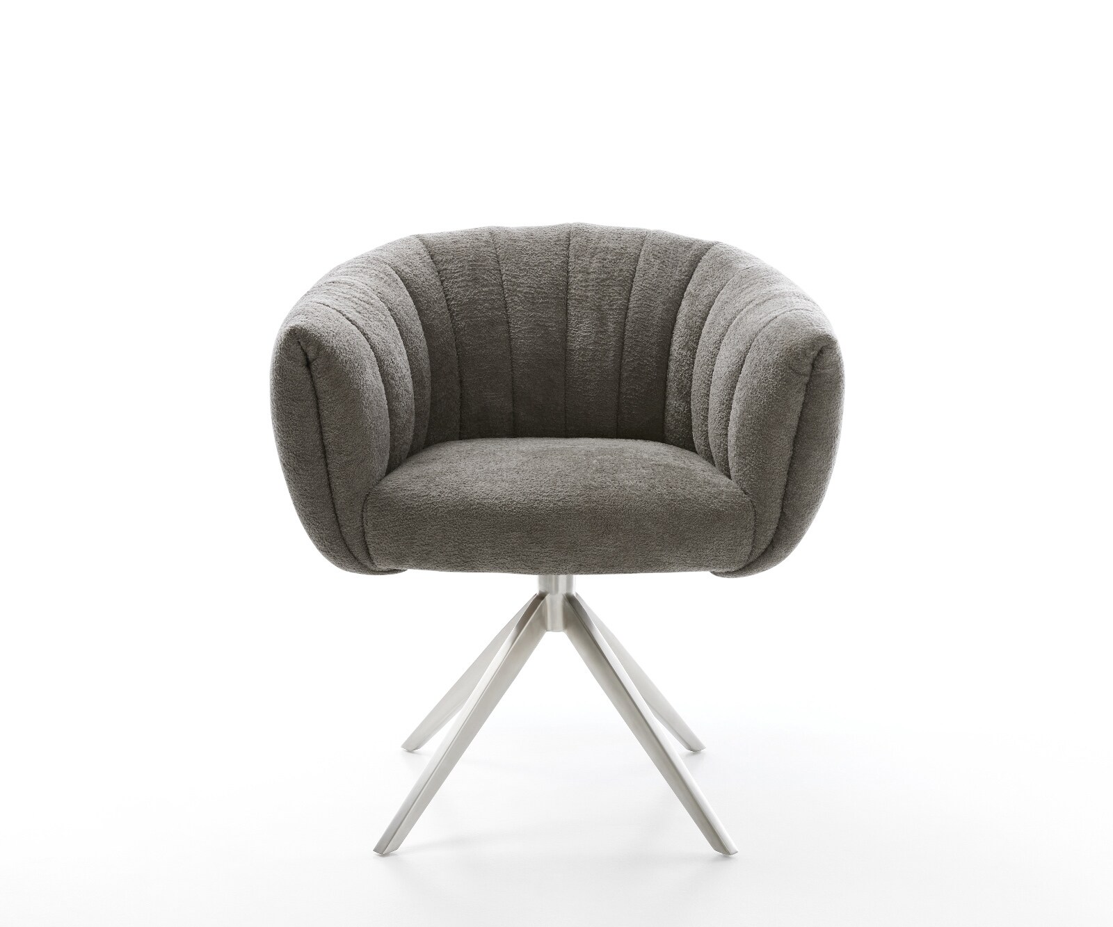 Drehstuhl Jada-Flex Bouclé Soft Schlamm Kreuzgestell breit Edelstahl 360° drehbar Wippfunktion Taschenfederkern 2