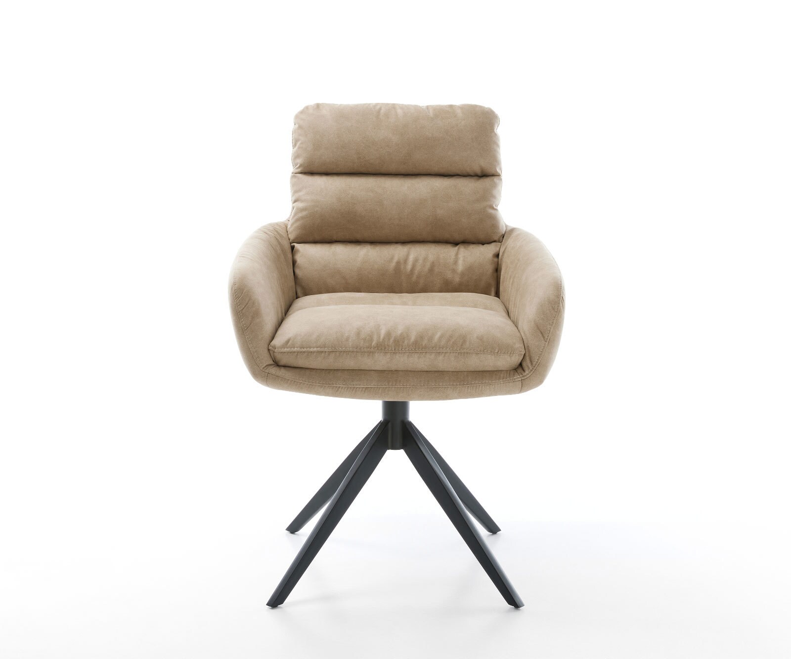 Chaise-pivotante Abelia-Flex microvelours beige vintage pied croisé large noir pivotement sur 360° fonction bascule 1