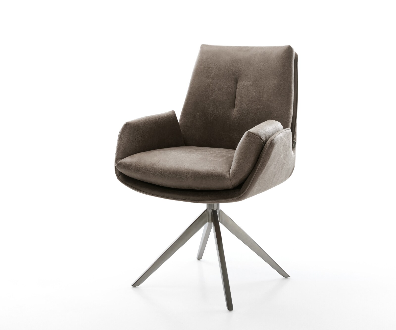 Drehstuhl Clea-Flex Mikrofaser Taupe Vintage Kreuzgestell breit Graphit 360° drehbar Wippfunktion