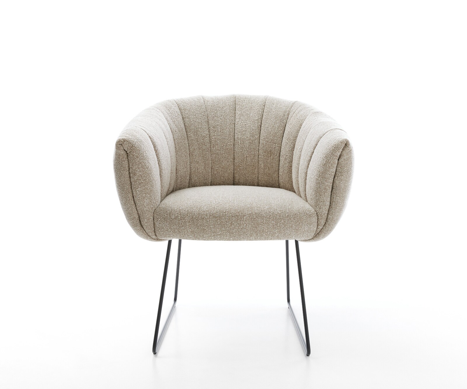 Esszimmerstuhl Jada-Flex Webstoff Soft Beige Kufengestell Schwarz Taschenfederkern 2