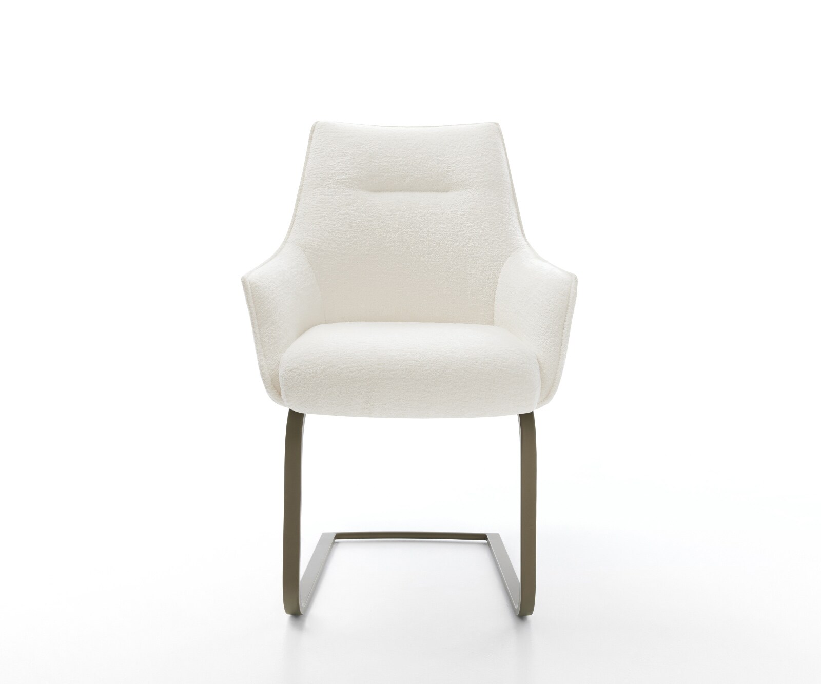 Freischwinger Alja-Flex mit Armlehnen Bouclé Soft Beige Freischwinger flach Effektfinish Titan Taschenfederkern 1