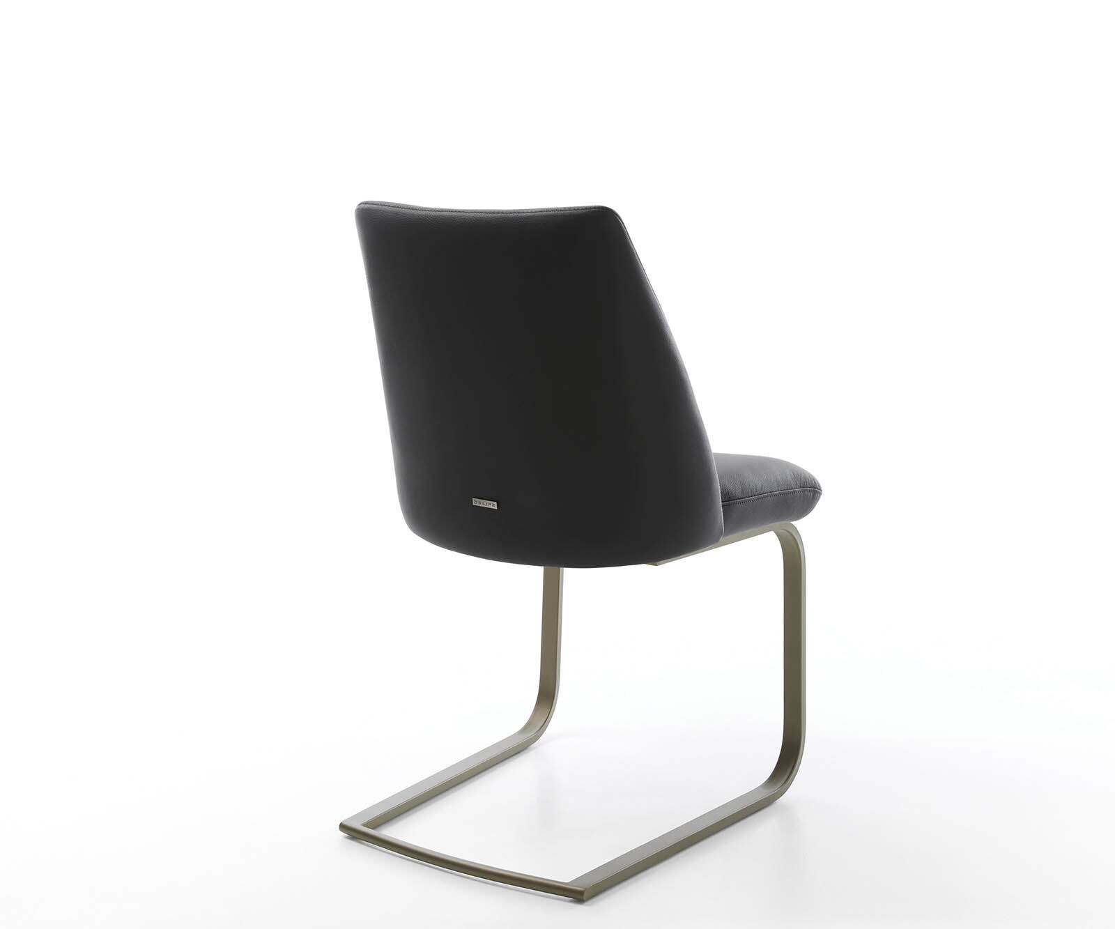 Freischwinger Elso-Flex Echt-Leder Schwarz Freischwinger flach Effektfinish Titan Taschenfederkern 4