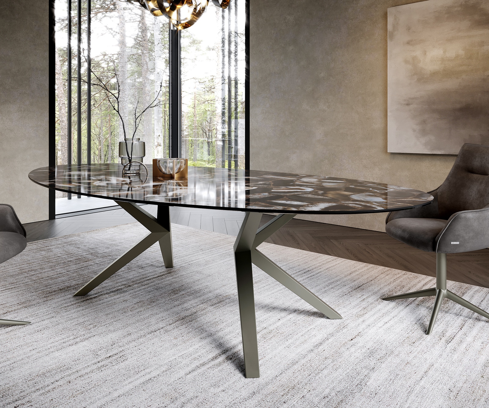 Esstisch Edge Oval 280x130 Keramik Iris FMG Agatablack Zenthara kantig Metall Effektfinish Titan 5 Esstisch Edge Oval 280x130 Keramik Iris FMG Agatablack Zenthara kantig Metall Effektfinish Titan 5