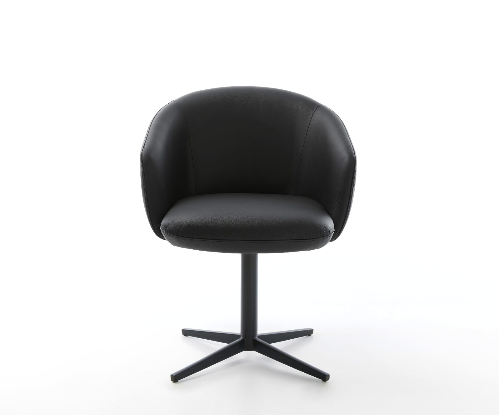 Chaise-pivotante Caja-Flex avec accoudoirs cuir de vache noir pied de chaise 4 branches noir pivotement sur 360° ressorts ensachés 2