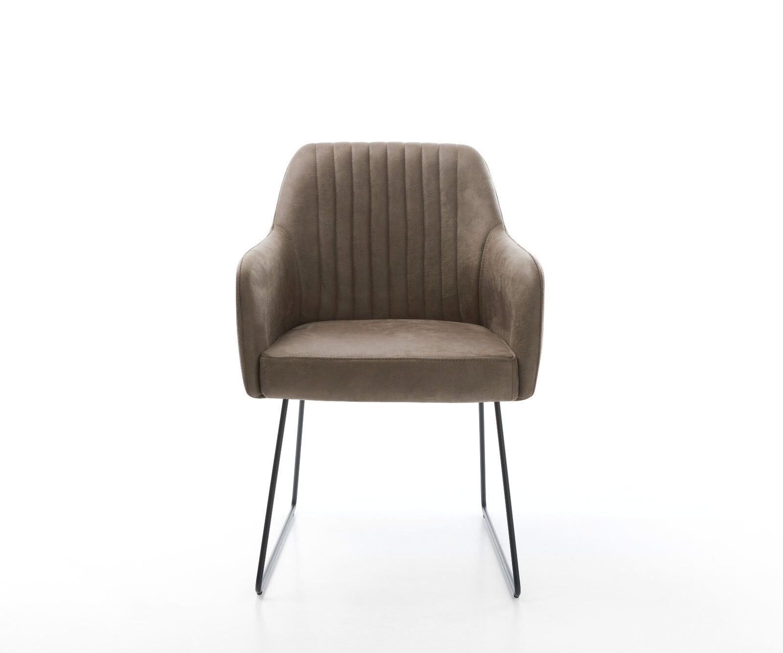 Chaise-de-salle-à-manger Greg-Flex microvelours taupe vintage pied trapèze noir ressorts ensachés 1