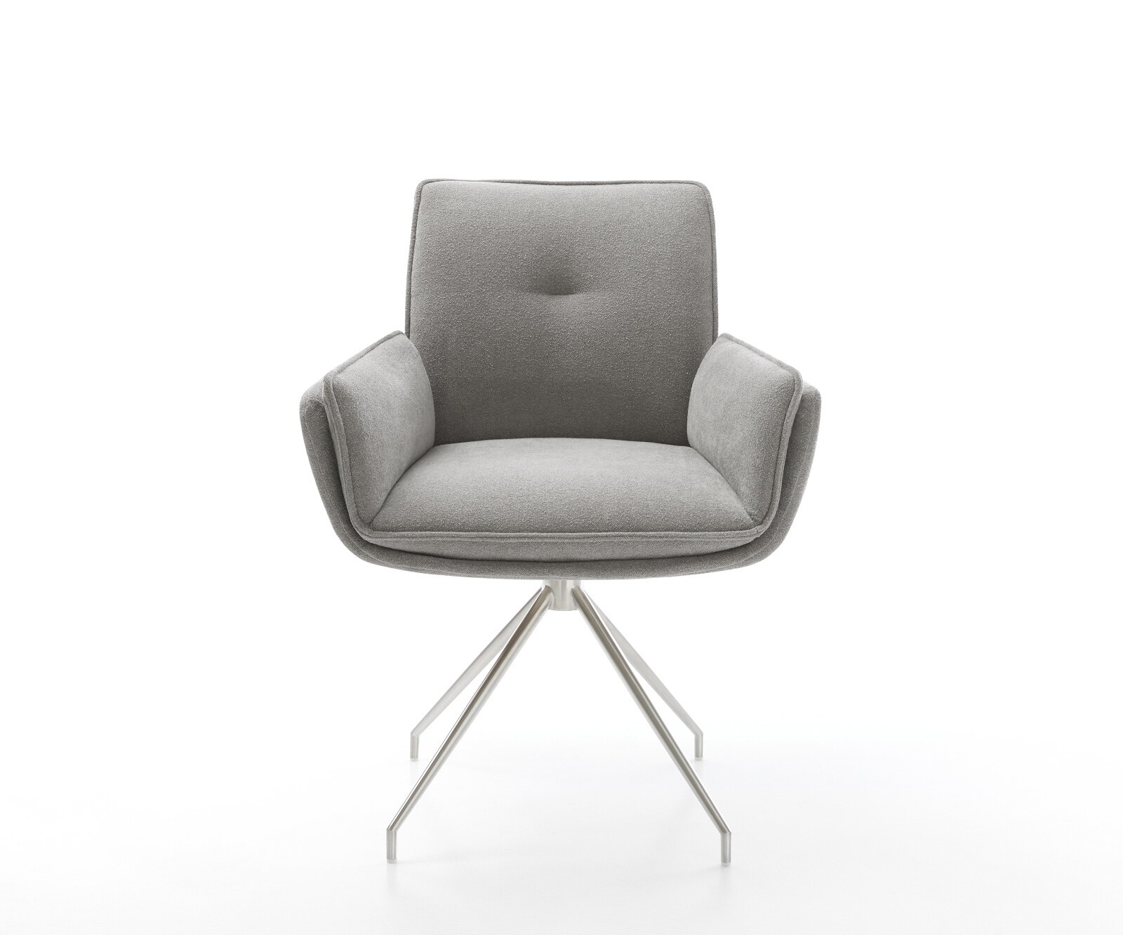 Esszimmerstuhl Nela-Flex Strukturstoff Soft Grau Kreuzgestell konisch Edelstahl 2