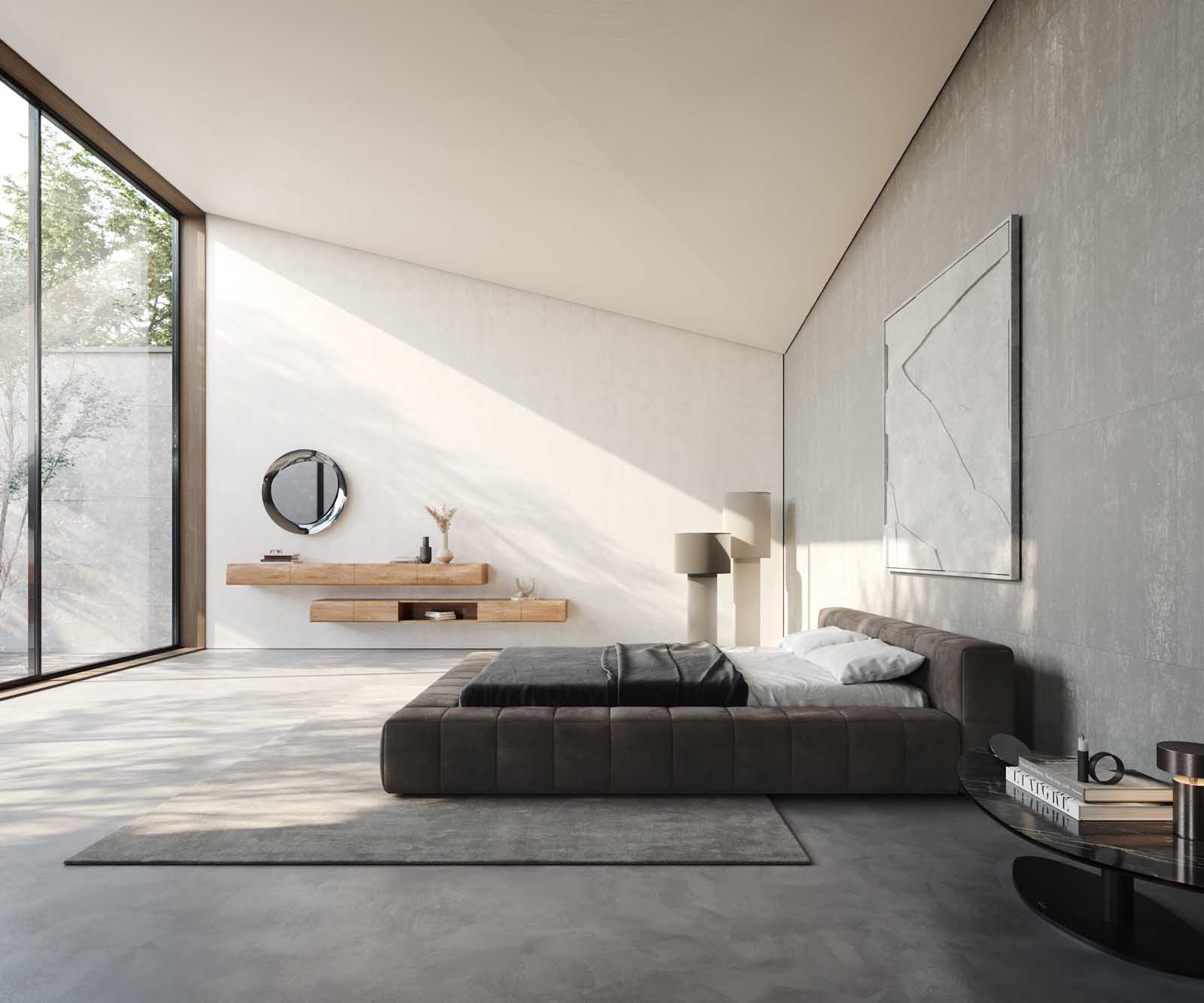 Polsterbettgestell Espazio 140x200 cm Mikrofaser Taupe Vintage mit Stauraum 5