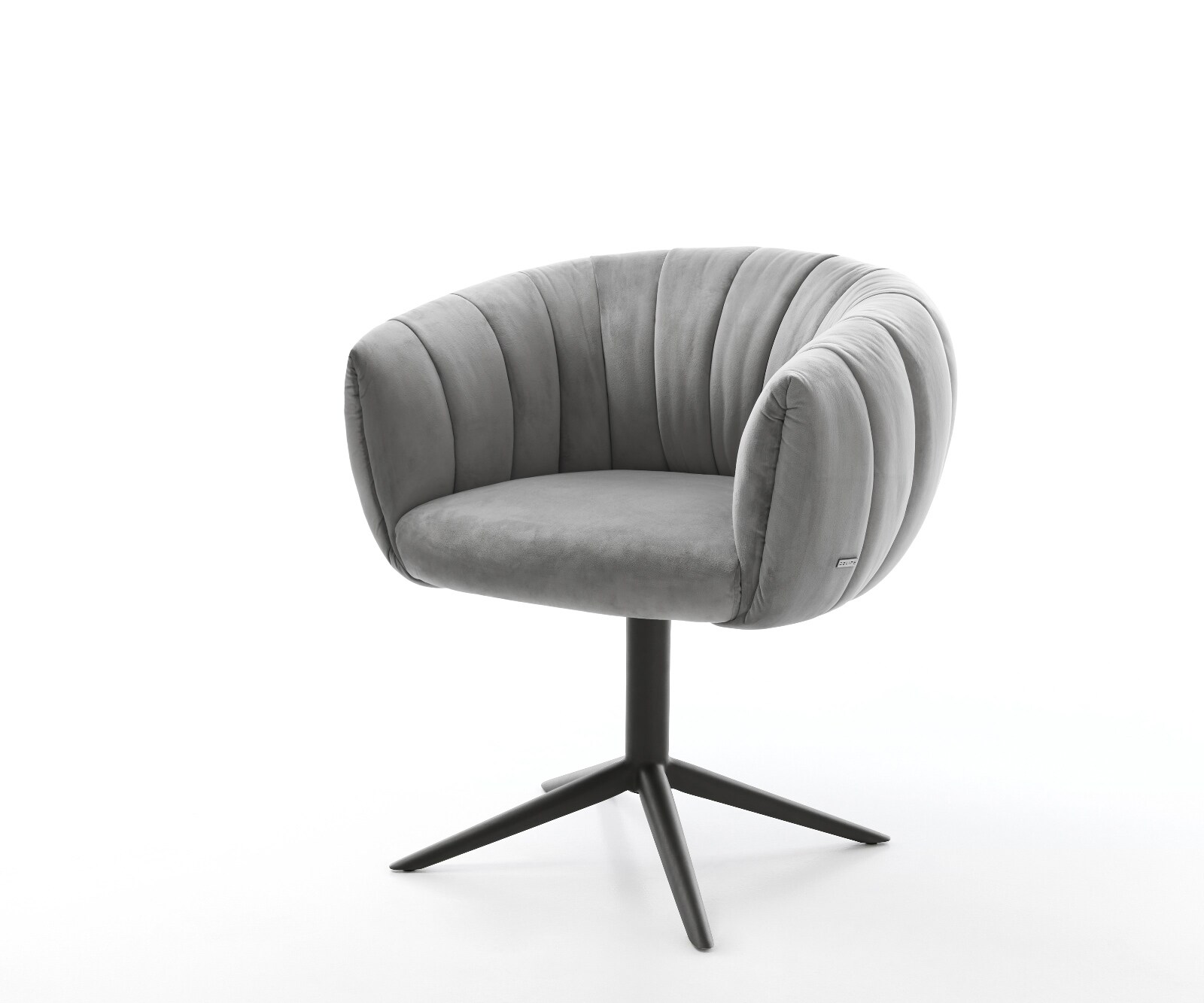 Drehstuhl Jada-Flex Samt Grau Fußkreuz Schwarz 360° drehbar Wippfunktion Taschenfederkern