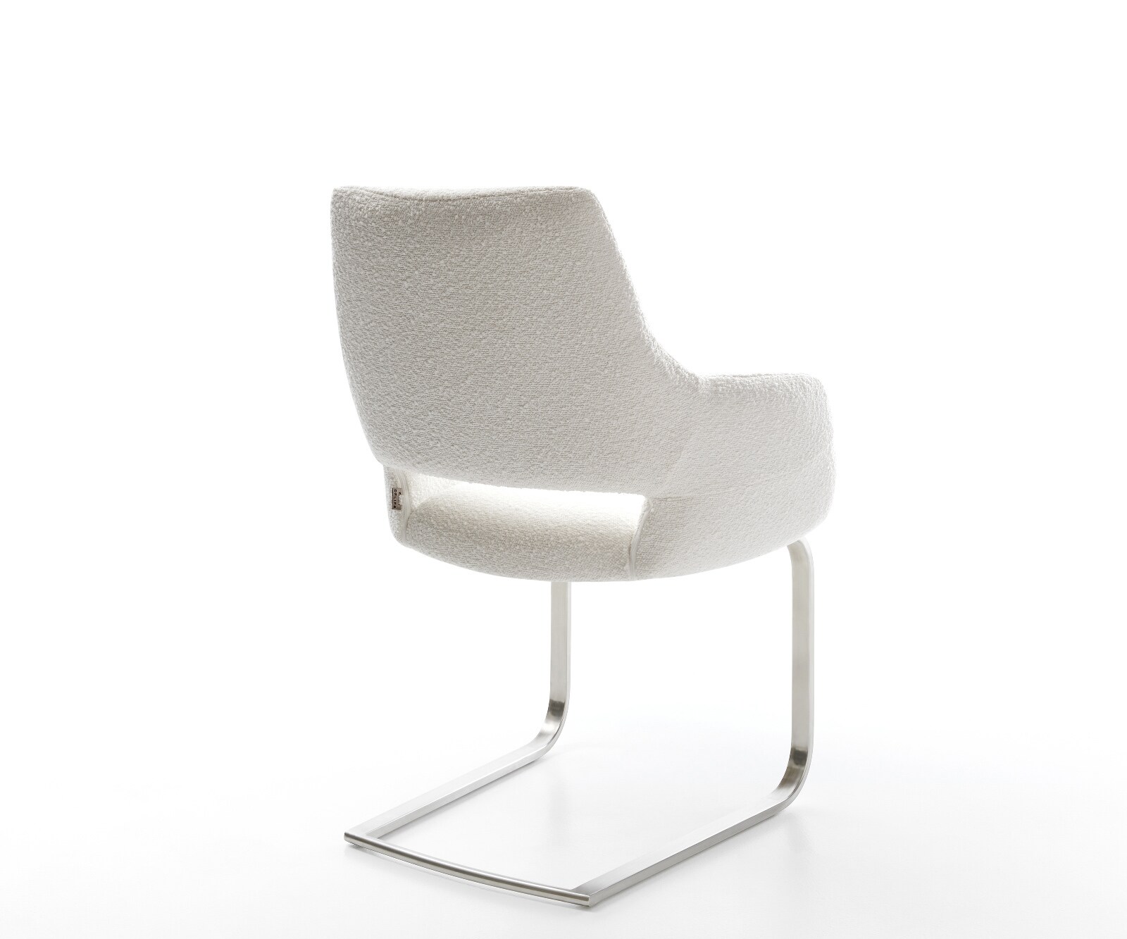 Cantilever Yago-Flex avec accoudoirs bouclé crème-blanc pied cantilever plat acier inoxydable ressorts ensachés 4