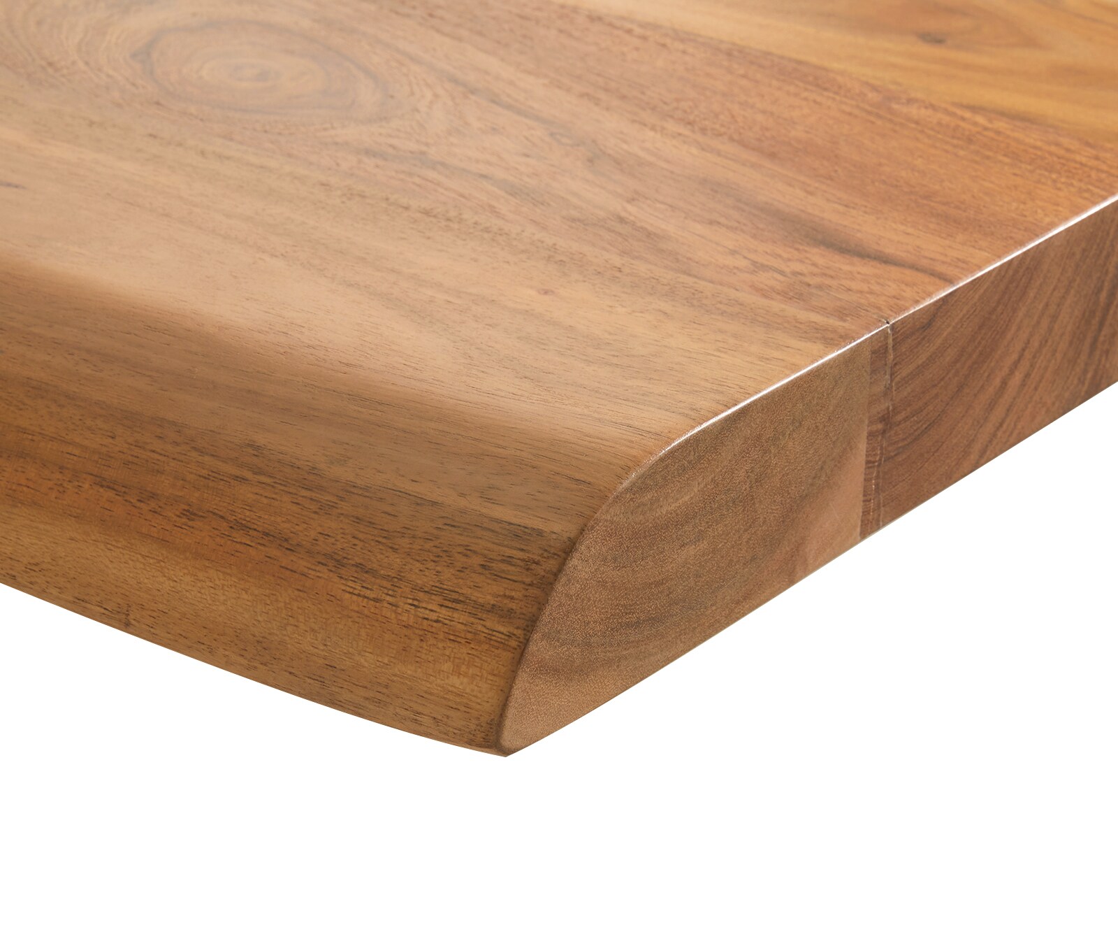 Table-à-manger Edge 300x100cm XL acacia nature acier inoxydable argent incliné Live-Edge 3