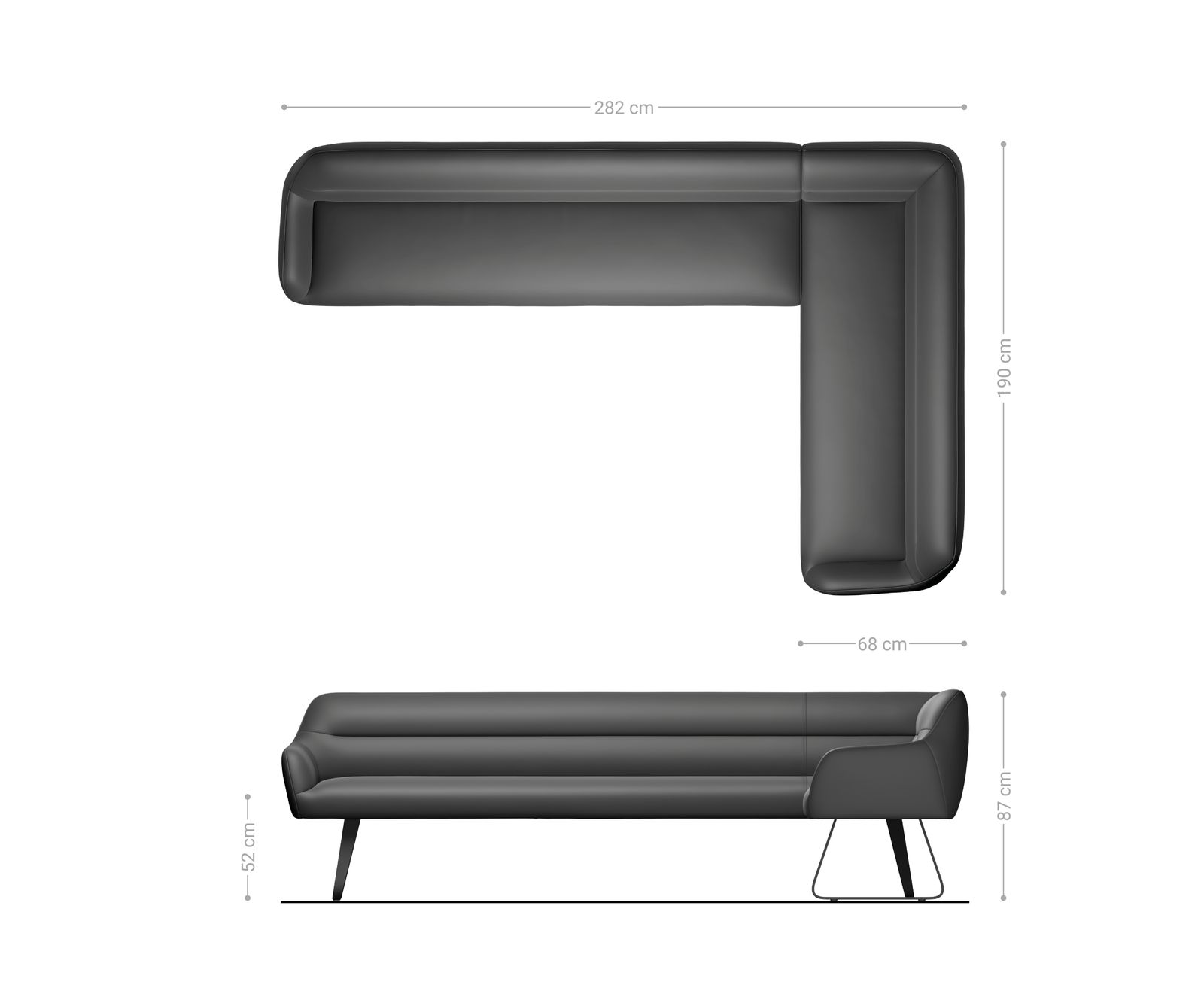 Esszimmerbank Taya-Flex 285x190 cm Bouclé Creme-Weiß Kufengestell flach Schwarz Taschenfederkern Links 8