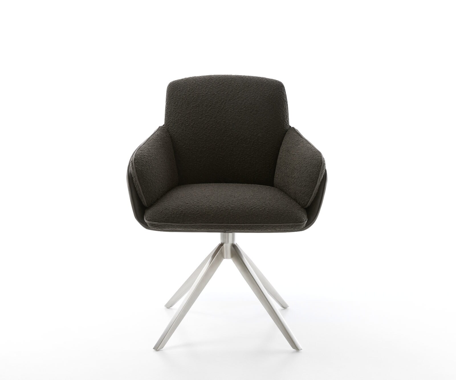 Drehstuhl Luan-Flex mit Armlehnen Materialmix Schwarz Kreuzgestell breit Edelstahl 360° drehbar Wippfunktion 1 Drehstuhl Luan-Flex mit Armlehnen Materialmix Schwarz Kreuzgestell breit Edelstahl 360° drehbar Wippfunktion 1