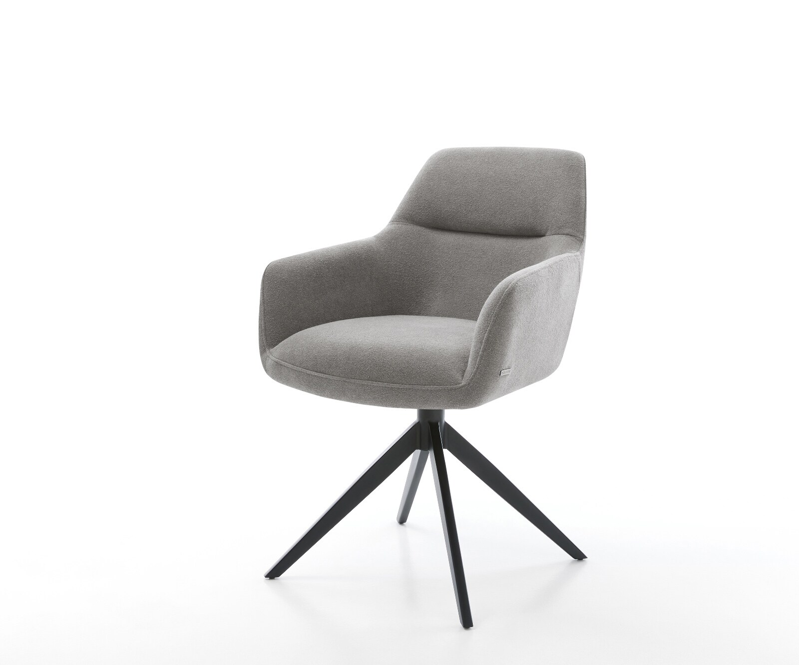 Drehstuhl Pejo-Flex Strukturstoff Soft Grau Kreuzgestell breit Schwarz 360° drehbar Wippfunktion Taschenfederkern 1