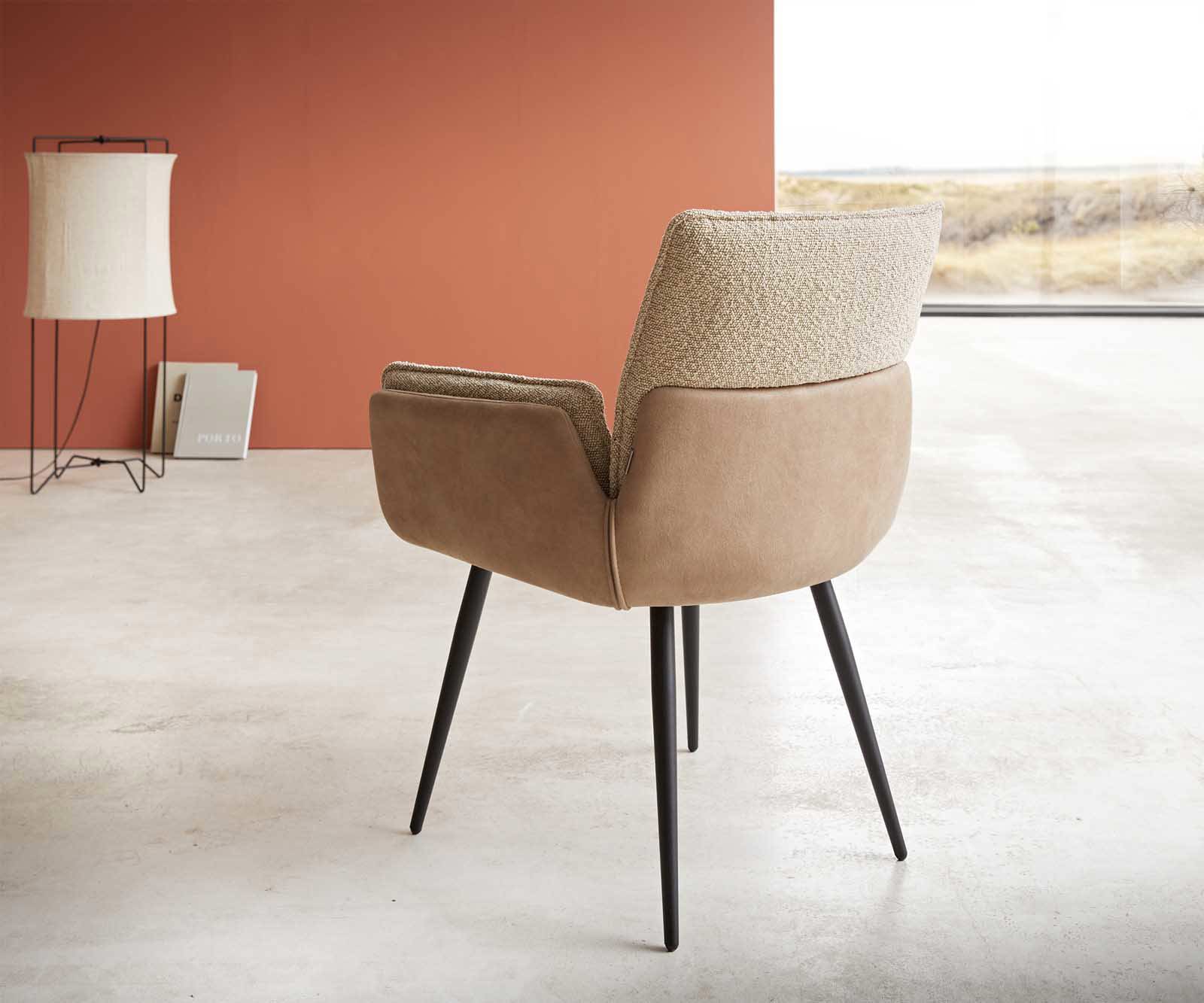 Chaise-de-salle-à-manger Nela-Flex tissu mixte couleur boue 4 pieds coniques noir 4