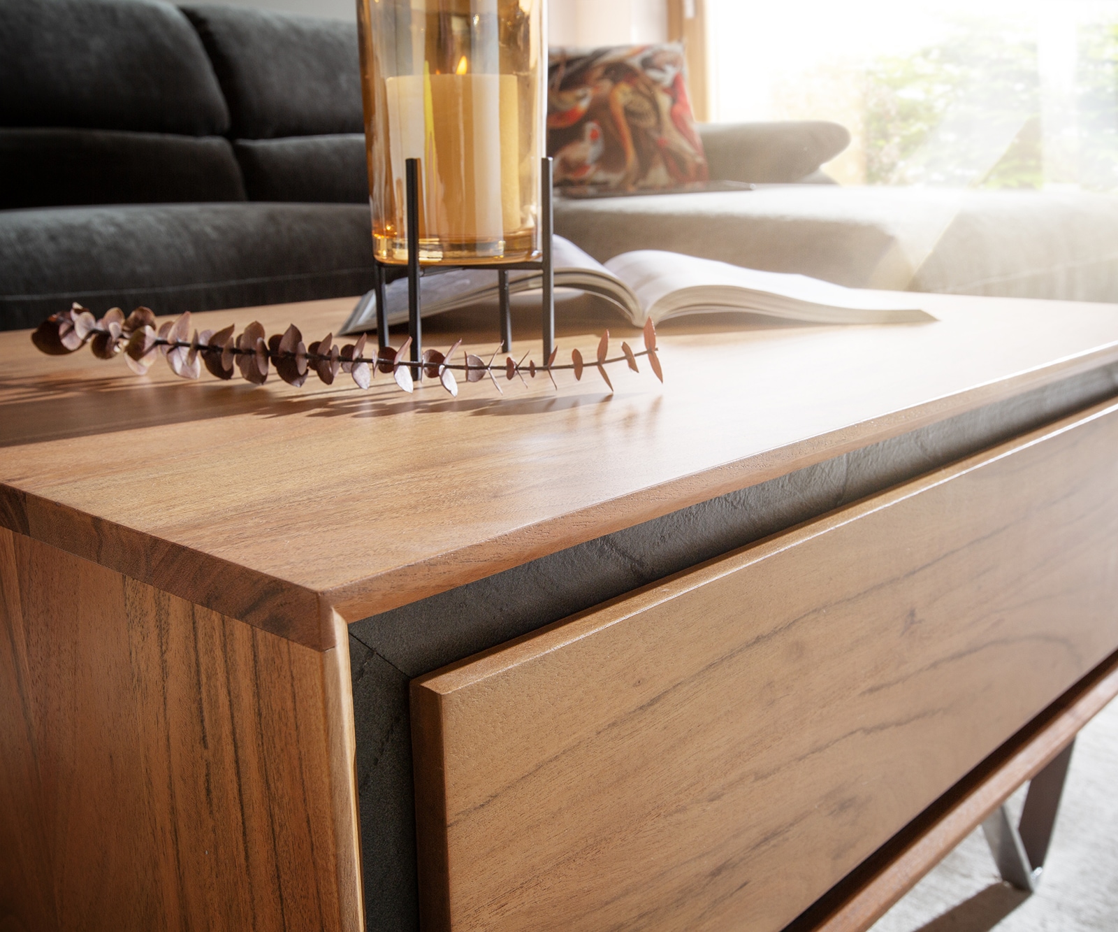 Couchtisch Stonegrace 80x60 cm Akazie Natur 2 Schubladen Steinfurnier 3 Couchtisch Stonegrace 80x60 cm Akazie Natur 2 Schubladen Steinfurnier 3
