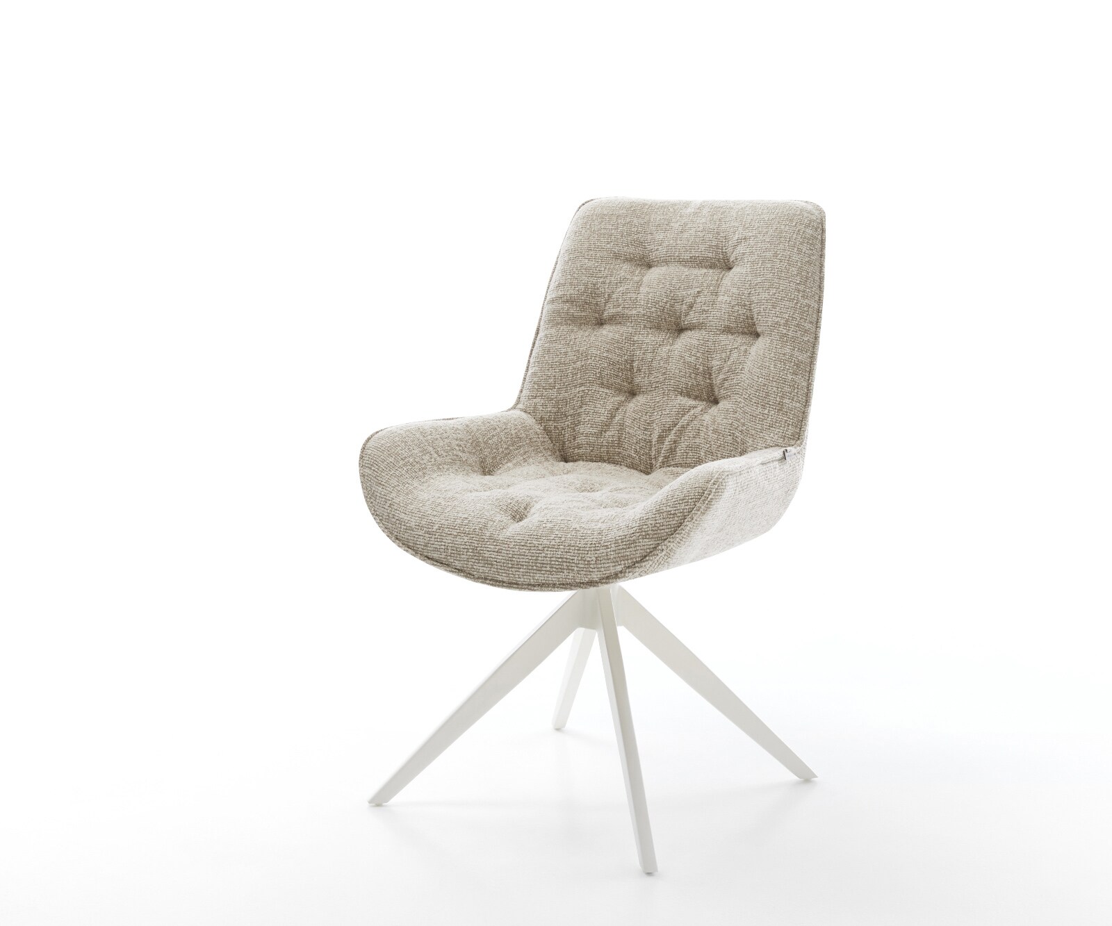 Chaise-pivotante Taimi-Flex tissu tissé doux beige pied croisé large blanc pivotement sur 360° fonction bascule 1