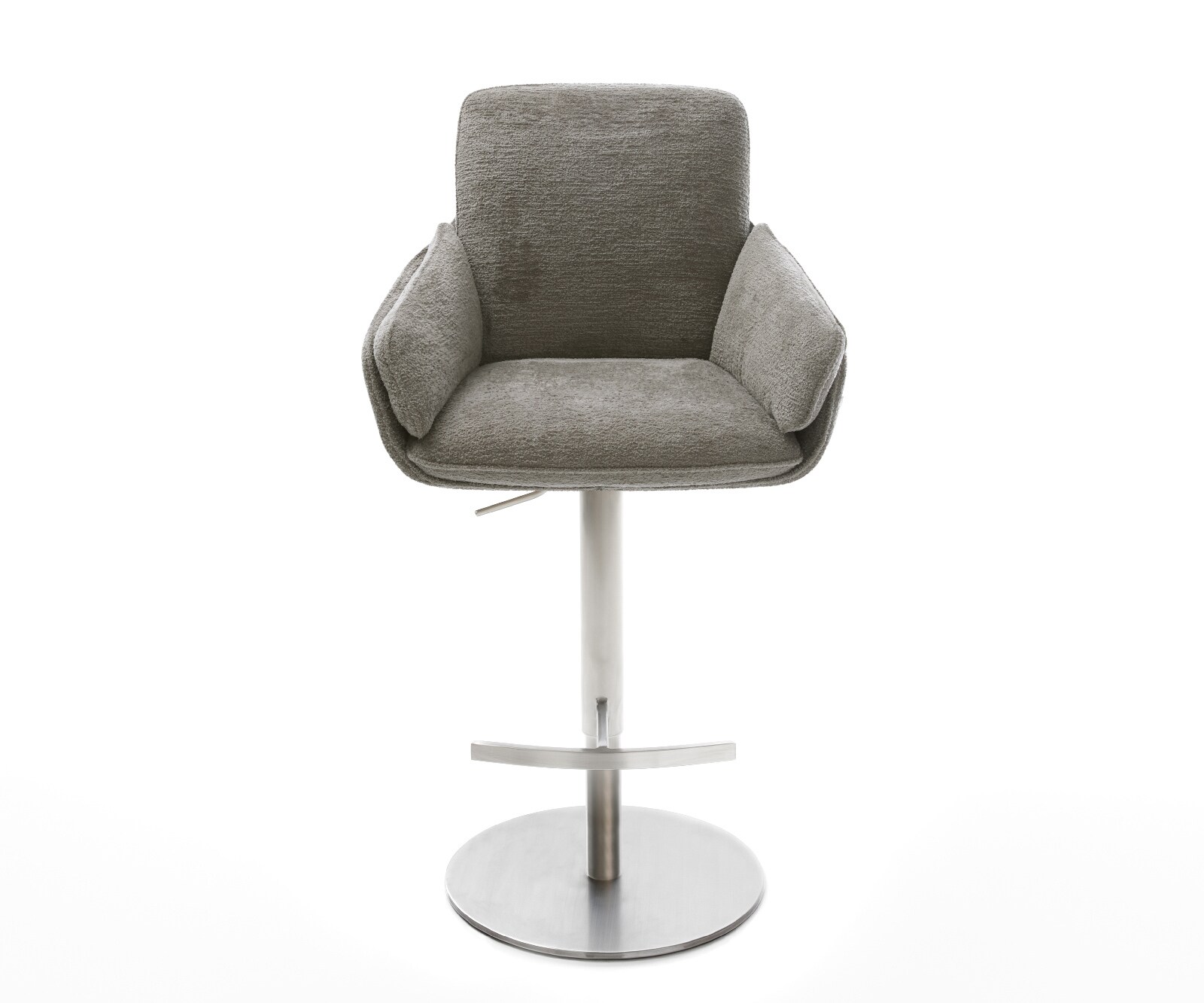 Barstuhl Luan-Flex Bouclé Soft Schlamm Drehfuß höhenverstellbar Edelstahl Silberfarben 2