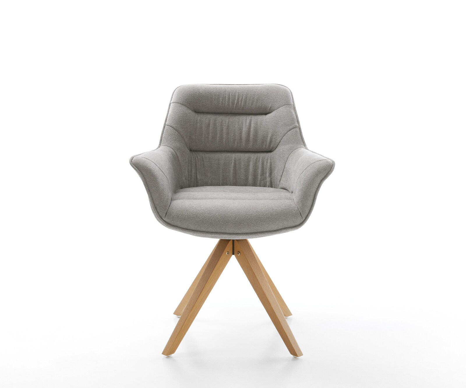 Drehstuhl Kaira-Flex Strukturstoff Soft Grau Holzgestell kantig Natur 180° drehbar 1