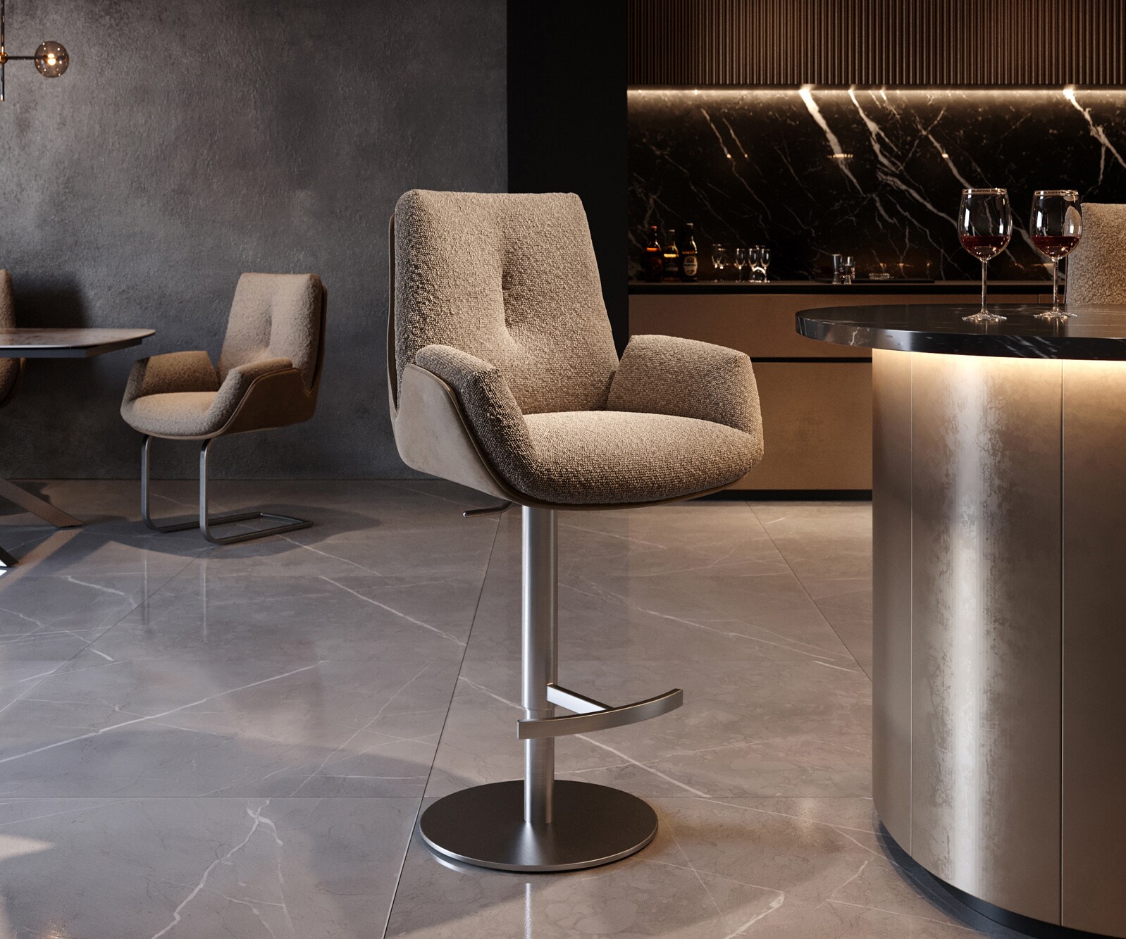 Chaise-de-bar Clea-Flex chaise rembourée