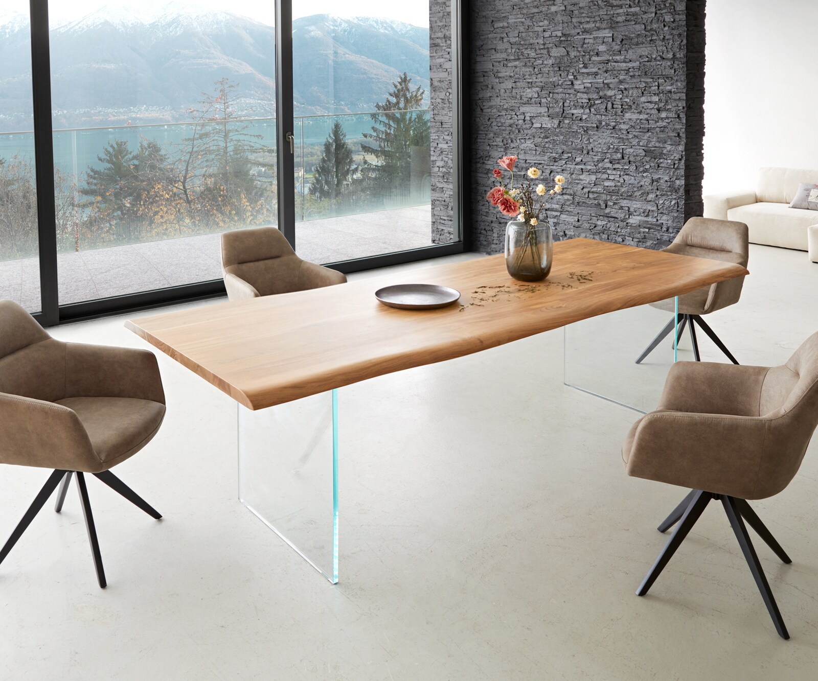 Esstisch Edge 260x100 Akazie Natur Glas Live-Edge 6