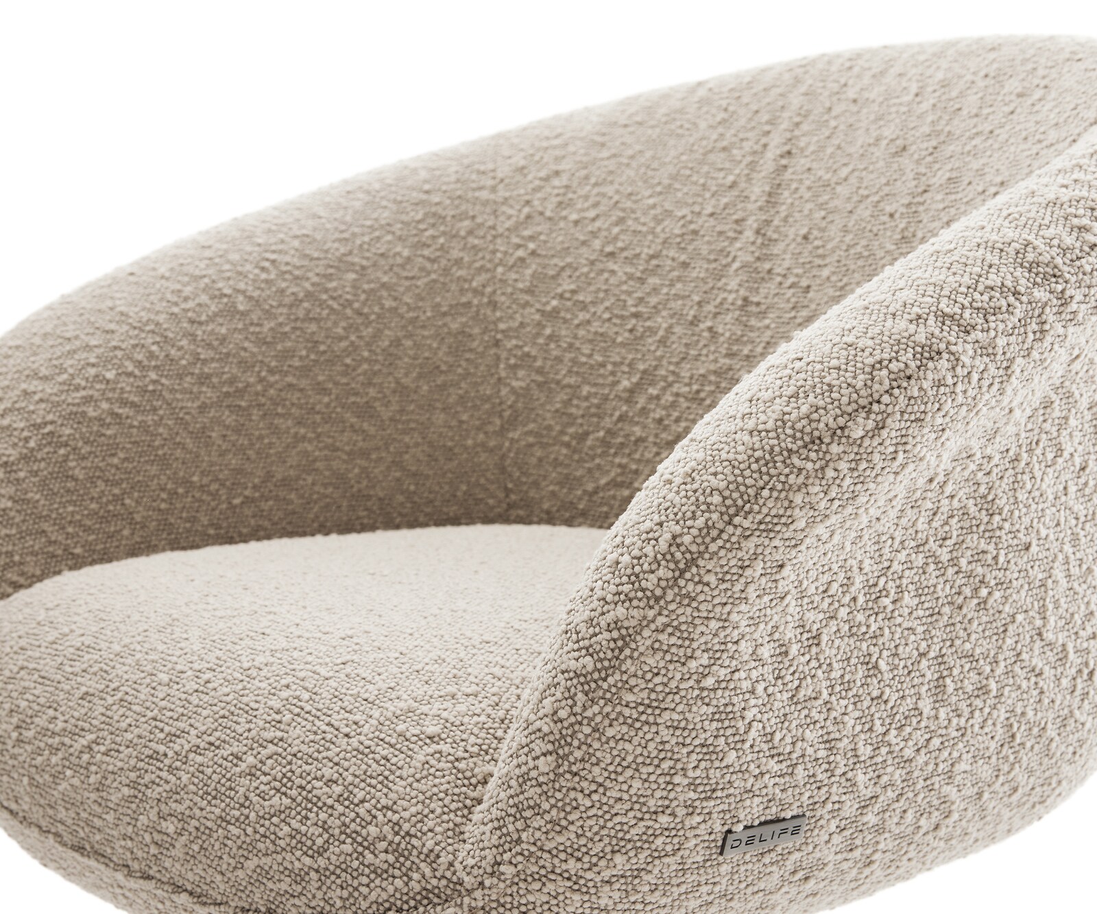 Chaise-pivotante Vinka-Flex avec accoudoirs bouclé boue pied en bois angulaire naturel pivotement sur 180° ressorts ensachés 3