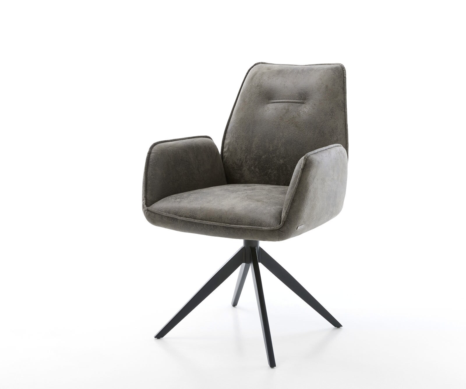 Chaise-pivotante Zoa-Flex microvelours gris antique pied croisé large noir pivotement sur 360° fonction bascule ressorts ensachés