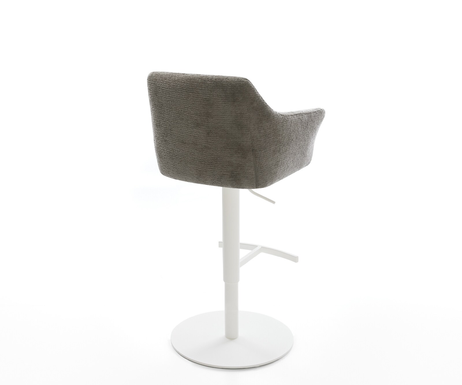 Chaise-de-bar Yulo-Flex Bouclé doux Boue Pied pivotant réglable en hauteur blanc Blanc 4