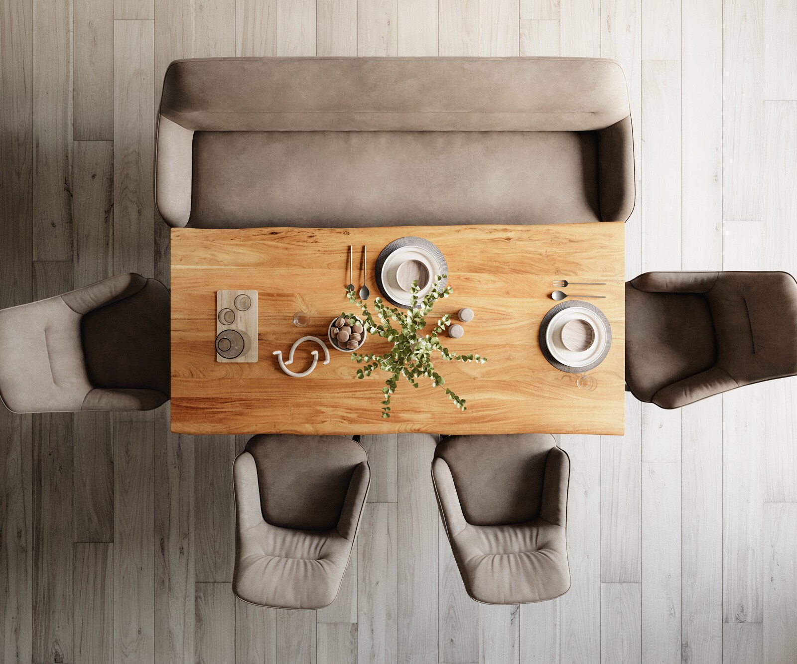 Banc-de-salle-à-manger Taya-Flex 200 cm microfibre taupe vintage châssis à patins plat noir ressort ensaché 5